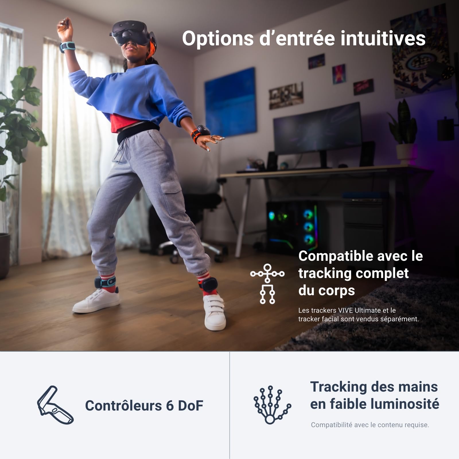 HTC Vive Focus Vision Ensemble — Casque de réalité Mixte et PC VR + contrôleurs — Édition Grand Public + Kit de Streaming Filaire Vive — Compatible avec Le Mode DisplayPort