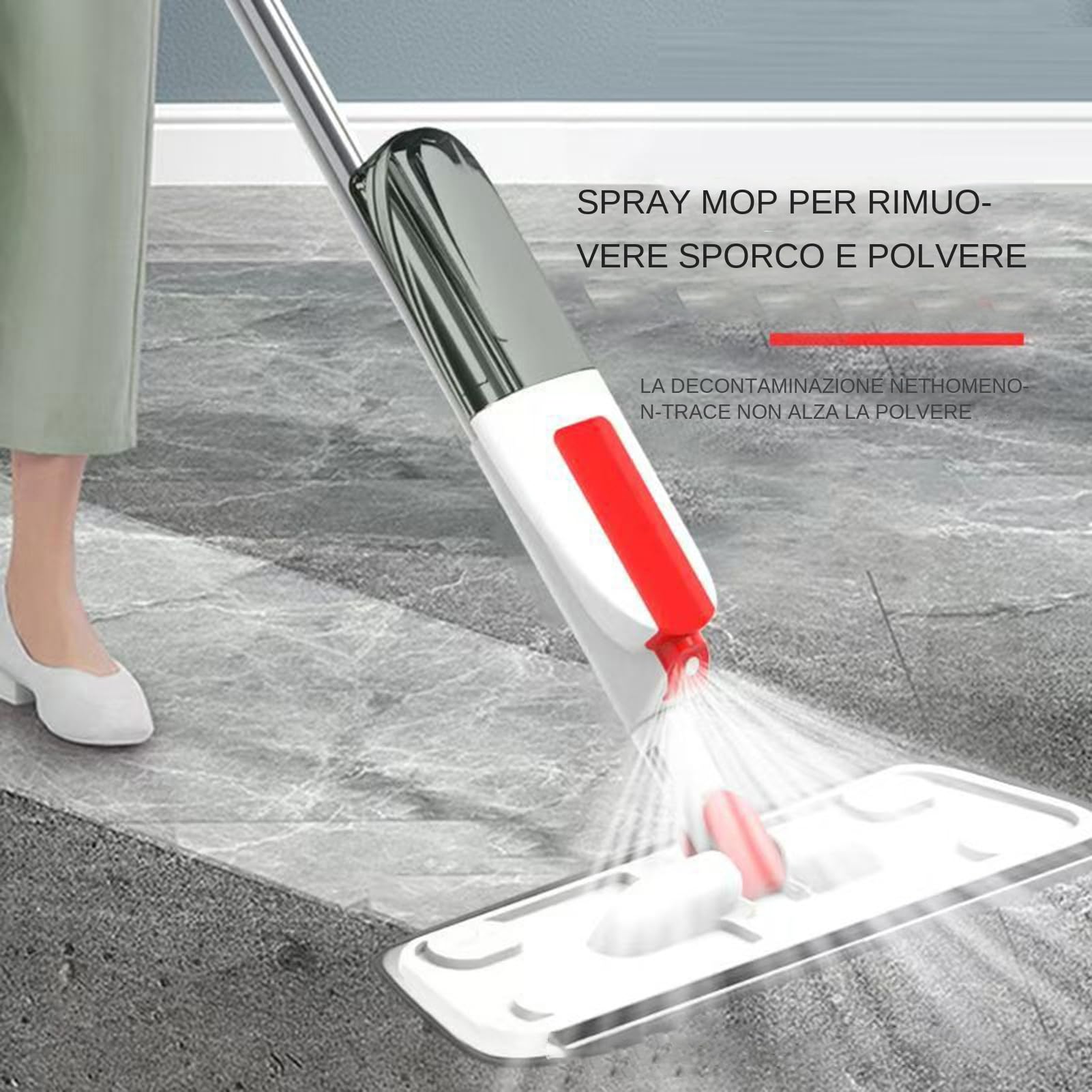 Mopa con pulverizador para Suelos Rotación de Alta precisión, con Amplia | Limpiador para suelos de baño Limpieza Multifuncional Con Spray Para Hogar, Apartamento, Dormito