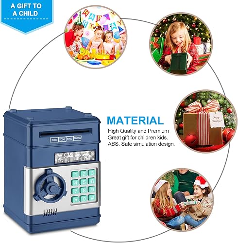 Miniatura 7 de Renvdsa Hucha electrónica de dibujos animados con contraseña de cajero automático para efectivo, moneda de desplazamiento automático, caja de ahorro