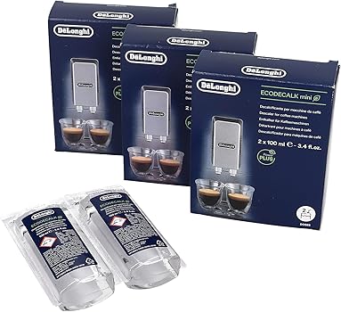 3x Descalcificador DeLonghi Eco Decalk Mini 6x100ml en set con cepillo de limpieza LUTH Premium Profi Parts para máquina de café 5513292821 DLSC2001