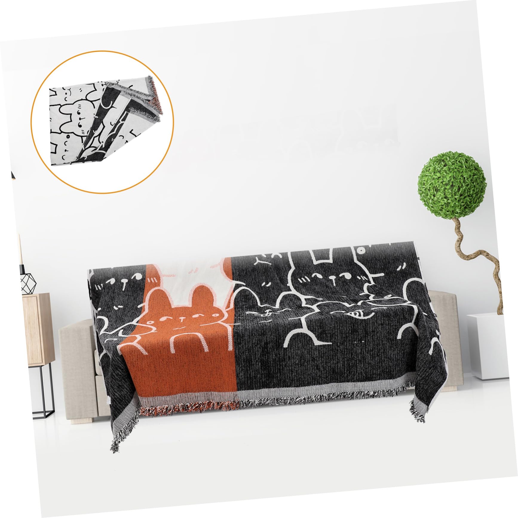 PRETYZOOM Copridivano in Ciniglia Arancia, Stile Sobrio e Raffinato, Reversibile, Pratico e Non Sbiadisce, per Soggiorno e Casa, Decorazione Divano