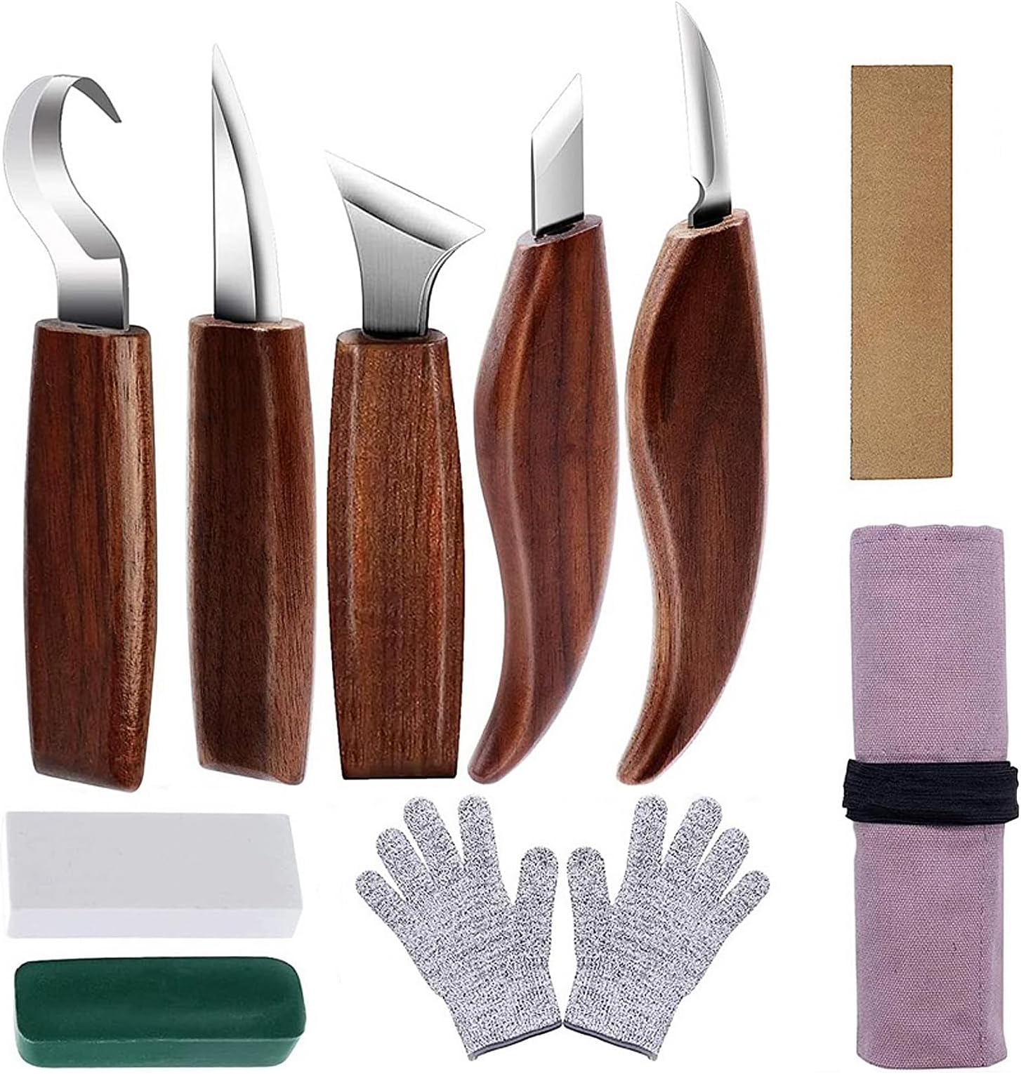 Premium 10 Piece Walnut Wood Carving Tools Set - Chromium Vanadium Steel Engraving Kit for Artistic Creations