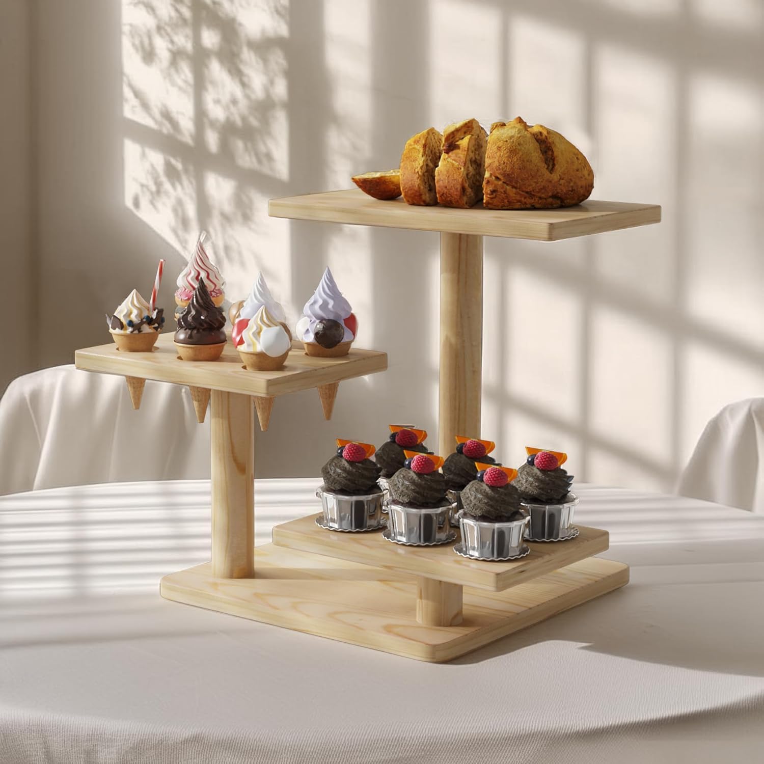 Caihaihfa Cake Stand Cupcake Holder, Pastry Tiered Serving Tray, Fruit Cookie Candy Serving Platter for Christmas Wedding Birthday (4-Tier)