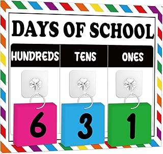 Colorful Flip Calendar for Classroom Back to School Days of School Posters for Wall Calendar Classroom Bulletin Board Decoration with Number Cards for Kindergarten and Preschool Decor Teacher Supplies