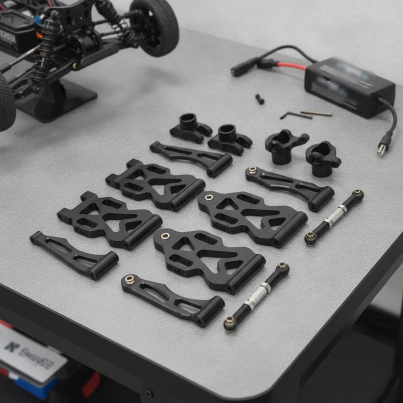 RC-Metall-Upgrade-Komponenten-Kit Tuningteile Leicht Montagesatz für Modellbauer, Modellbau, Reparatur, Schwarz