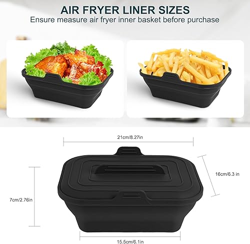 Miniatura 3 de Forros de silicona para freidora de aire plegables, forros reutilizables de 8.2 pulgadas para freidora de aire con tapa, frescura de larga duración,