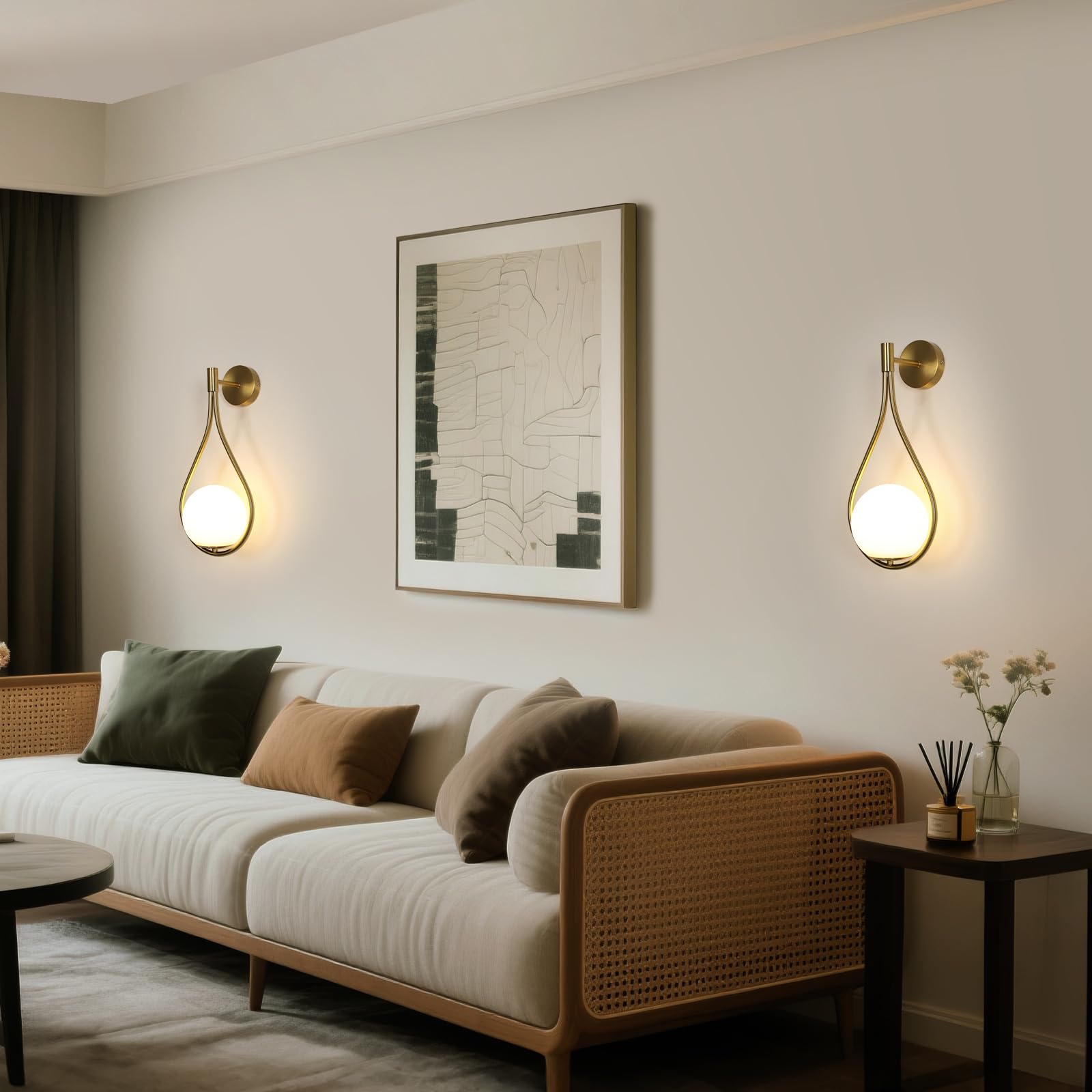 Comely Wandleuchte Innen Glas, Tropfenförmige E27 Wandleuchte Kugel | 45CM Wandlampe Innen Modern für Wohnzimmer Schlafzimmer, Flur, Treppenhaus