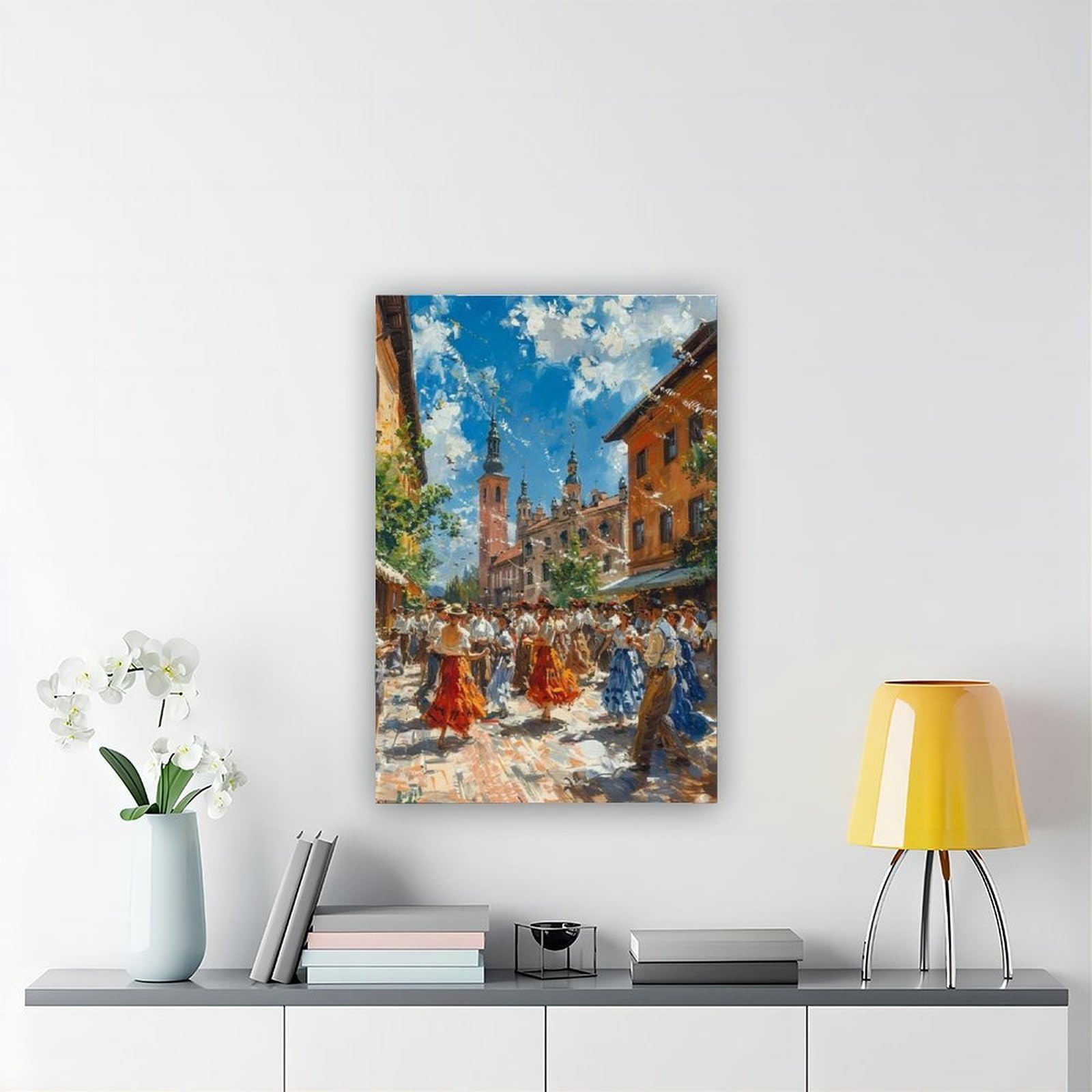 Stampa artistica su tela, stampa artistica da parete con costumi tradizionali, stampa artistica da parete, per soggiorno, camera da letto, decorazione 61 cm di lunghezza x 91,4 cm di larghezza