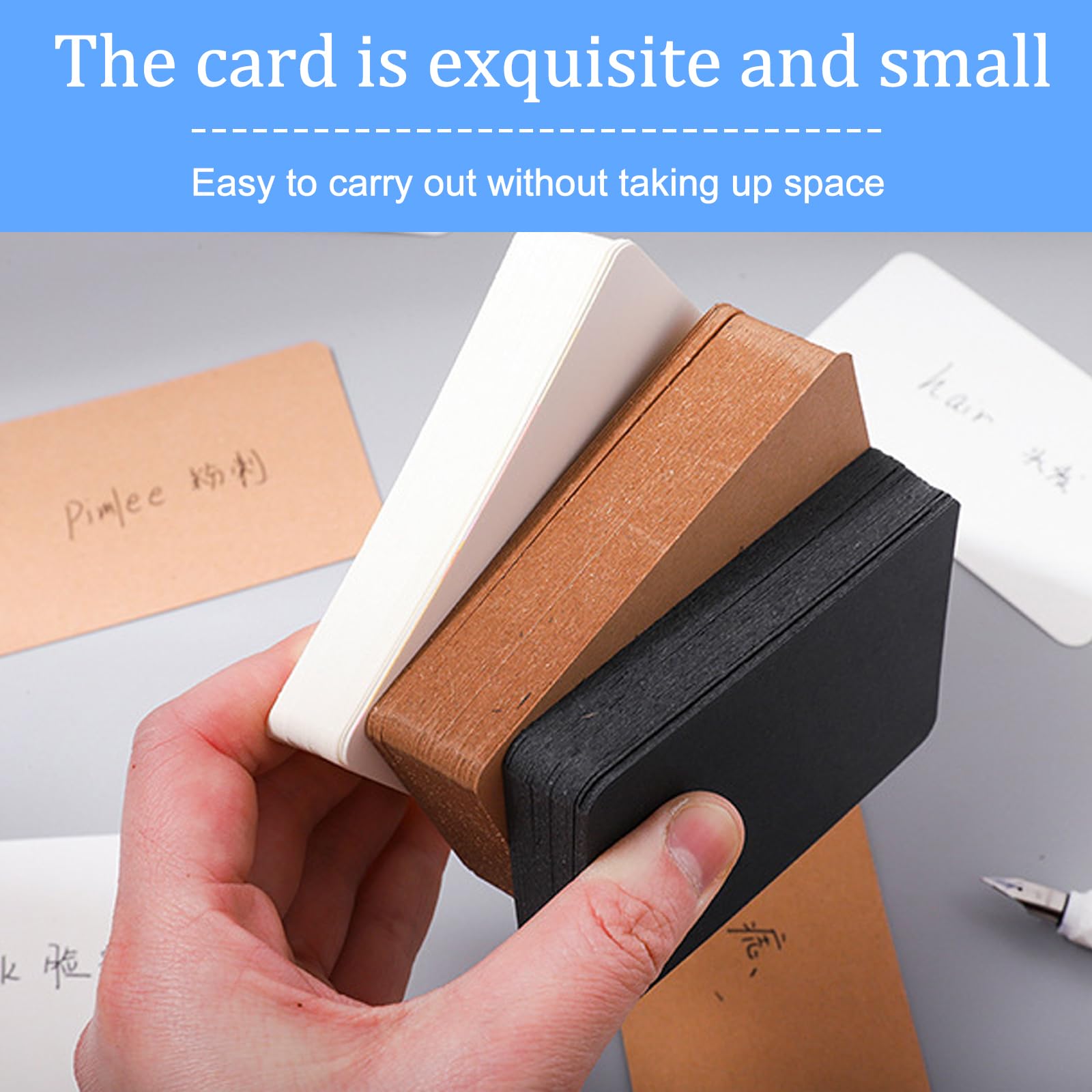 EDLMKM 300 Pcs Blank Business Cards White Small Note Message Words Spelling Card for Learning Study Blank Kraft Paper Card - Image 4