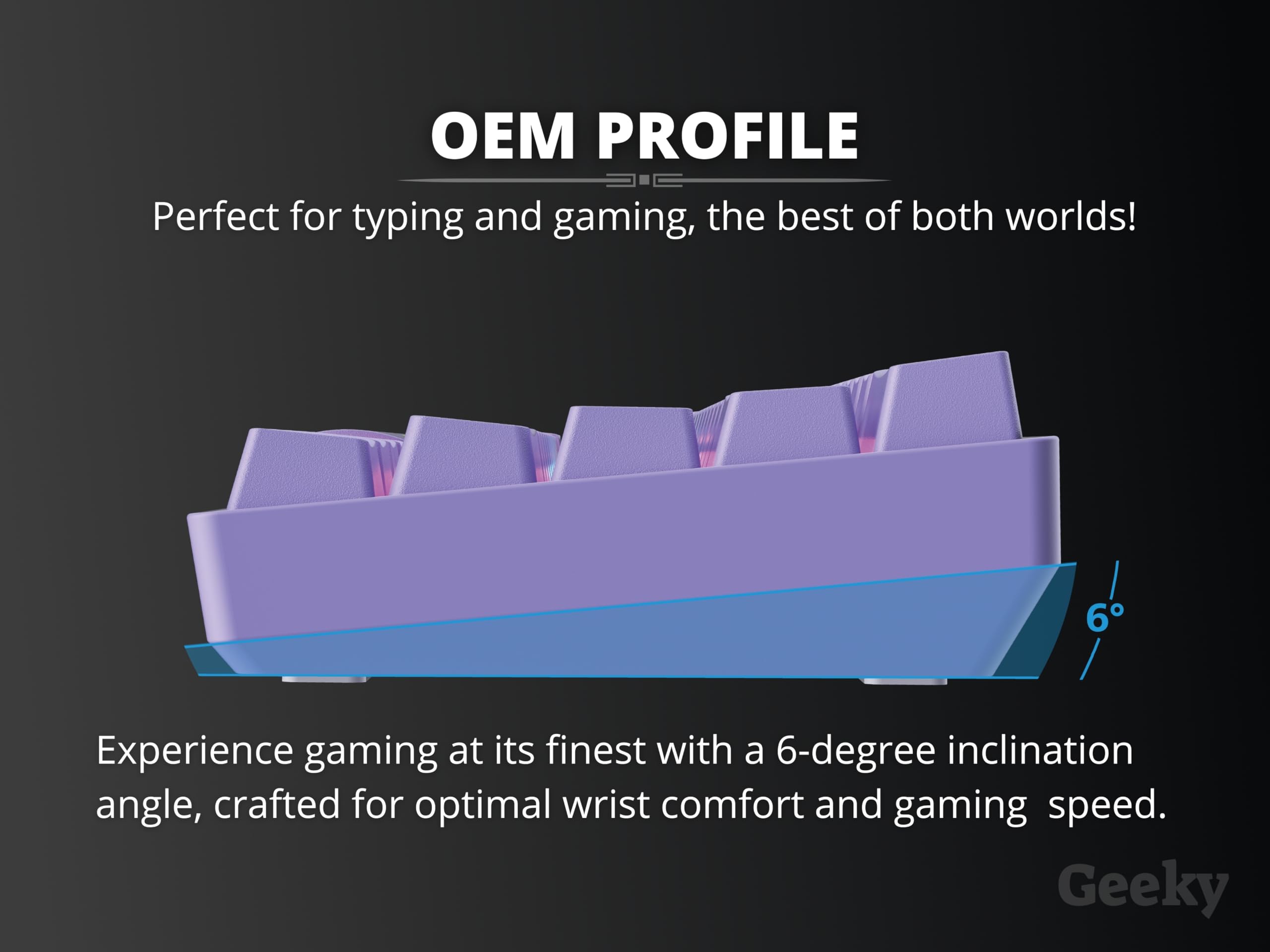 Geeky GK61 SE 60% | Mechanical Gaming Keyboard | 61 Keys Multi Color RGB LED Backlit for PC/Mac Gamer | ANSI US American Layout (Lavender, Mechanical Brown) — view 7