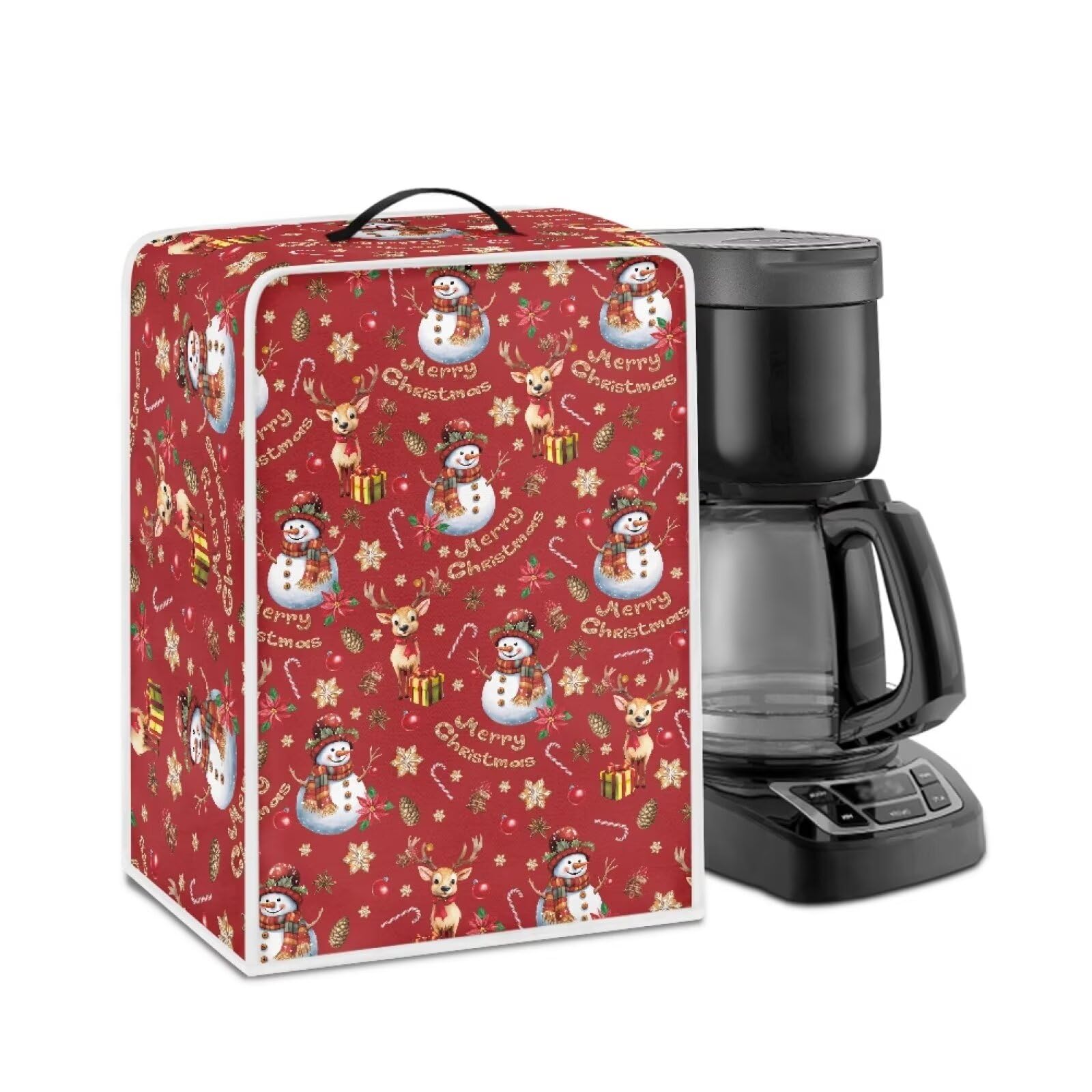 Christmas Snowman Coffee Maker Cover Food Processor Juicer Stand Mixer Cover with Durable Handle Red Kitchen Appliances Protection