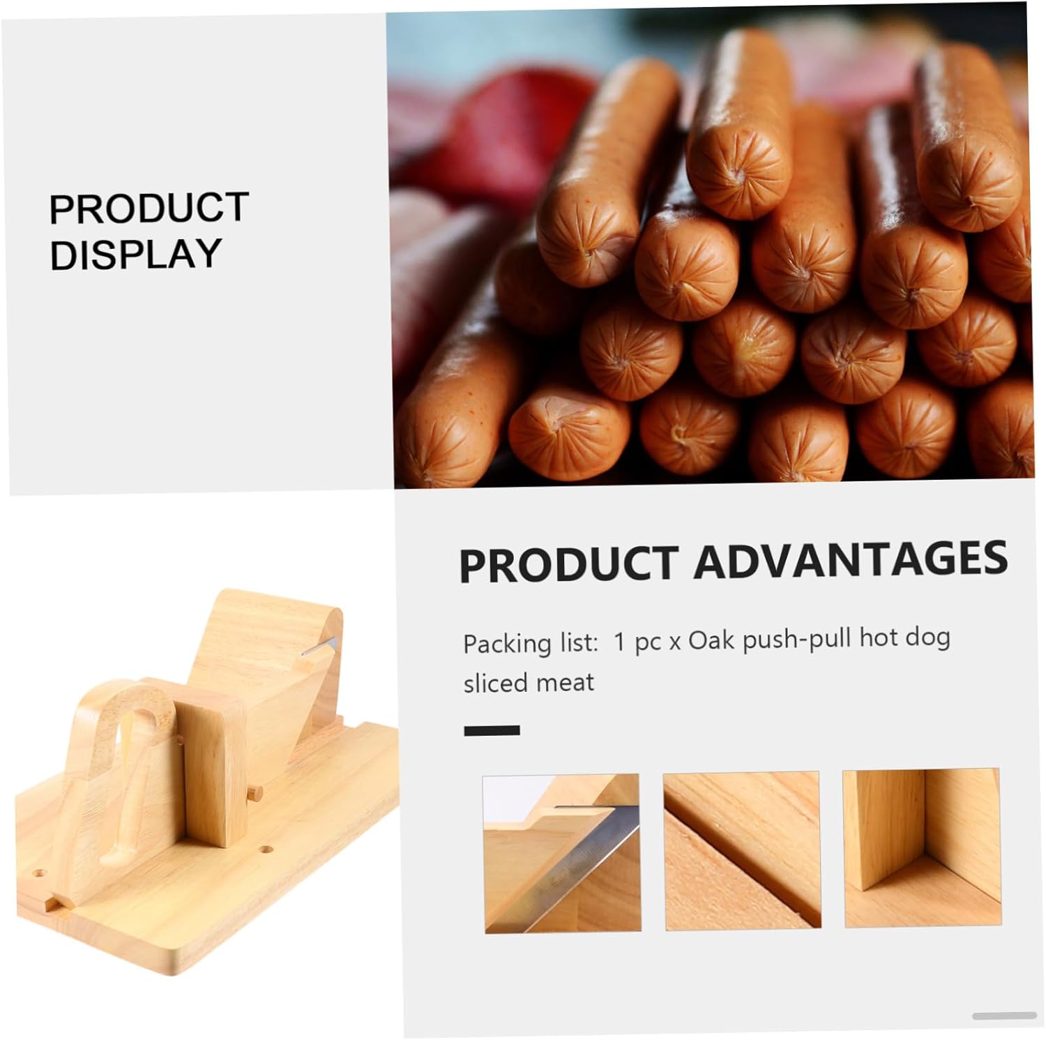 Luxshiny Manual Wood Sausage Cutter Tool for Precise Slicing of Hot Dogs Chorizo Salami and Vegetables Easy Grip Kitchen Gadget for Camping and Picnics