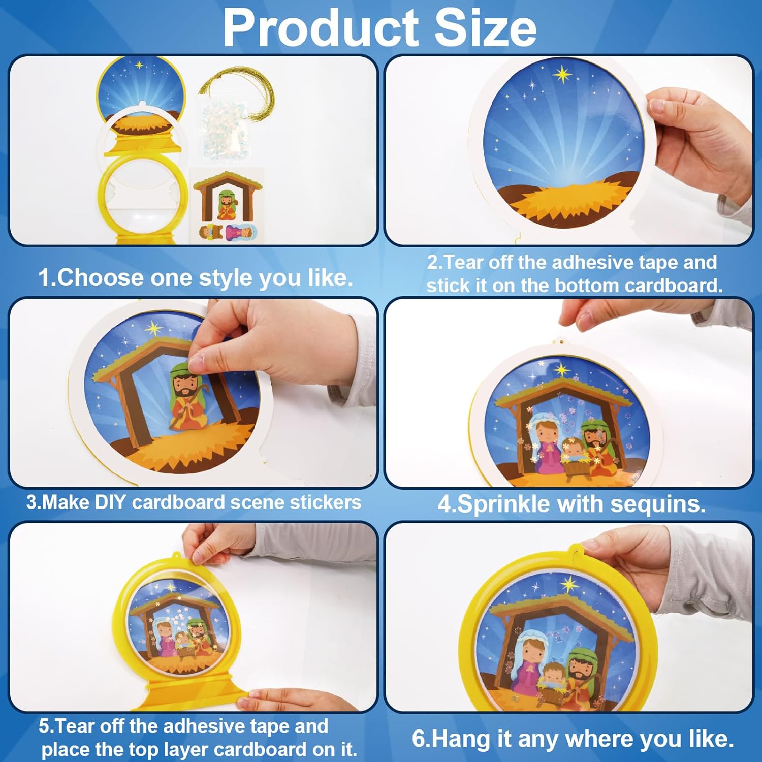 Ceiba Tree 12Pack Nativity Snow Globe Craft Kit Christmas Crafts for Kids Religious DIY Jesus Birth Hanging Ornament Craft Kits Sunday School Activity Classroom Party Favors - Image 4