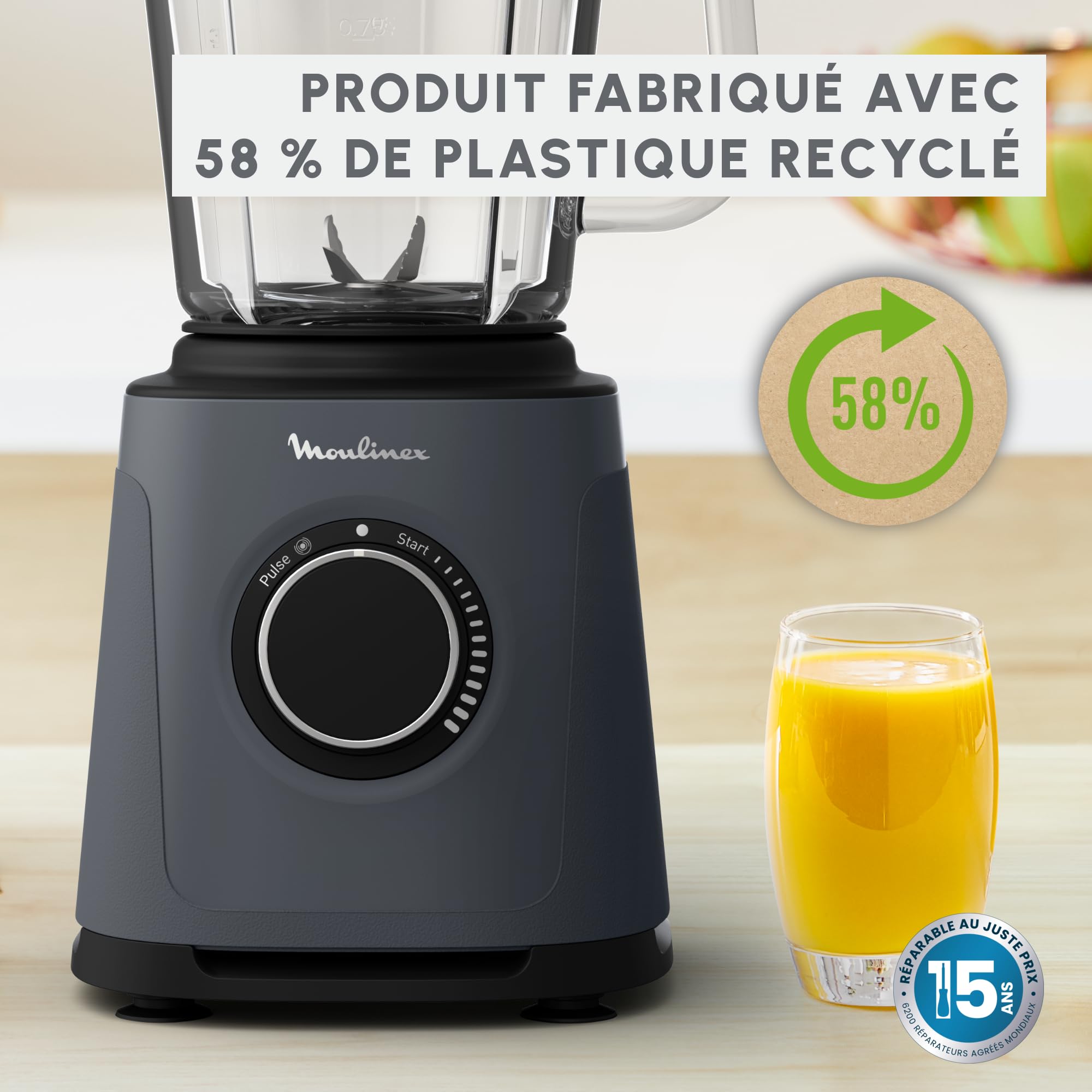 Moulinex PerfectMix Essential LM771BF0 blender o dużej prędkości, 1200 W, technologia z ostrzami Powelix, łatwy w czyszczeniu