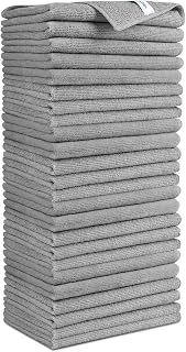 AIDEA Microfiber Cleaning Cloths 24 Pieces Microfiber Towels Dish Towels Cleaning Cloths Window Wipes Soft Highly Absorbent Lint Free Stripe Free for Home Kitchen Car Gray 30 x 30 cm