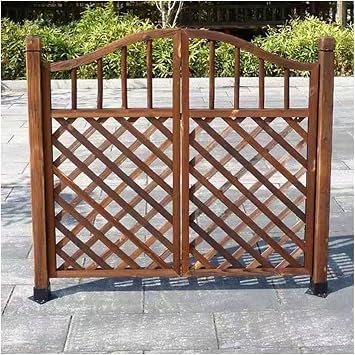 Outdoor Garden Gates, Carbonised Vintage Wooden Doors, Freestanding Wood Fence Partition for Home Yard Indoor, Customizable Size47.24x47in