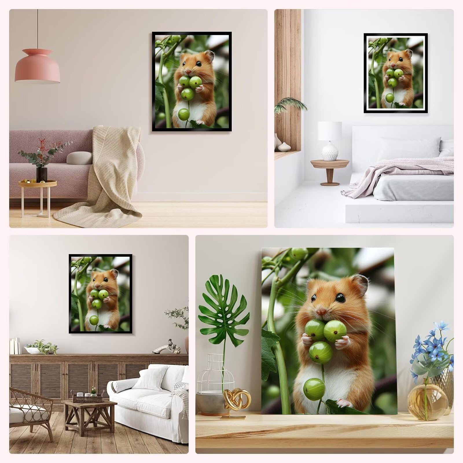 Malowanie według numerów dla dorosłych chomika, zwierzę malowanie po numerach 90x120 cm płótno bez ramy, 1 szt. DIY malowanie według liczb z 3 pędzlami i pigmentem akrylowym, obrazy do dekoracji