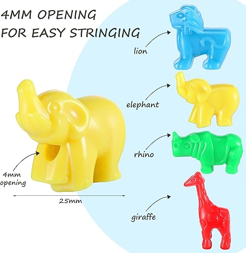Vista 2 de Granos en forma de animales Zoo Animal Bead Charms Plástico Colorido Artesanía Perlas 0.66 libras con varios diseños de animales para niños DIY