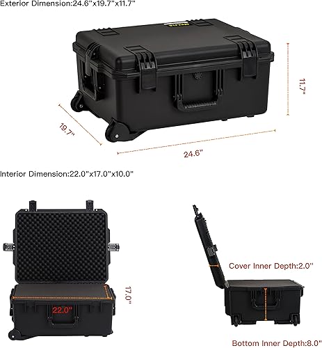 Miniatura 5 de MEIJIA Funda portátil para cámara compacta y rígida para todo tipo de clima, resistente al agua, con espuma de ajuste personalizable, mango de