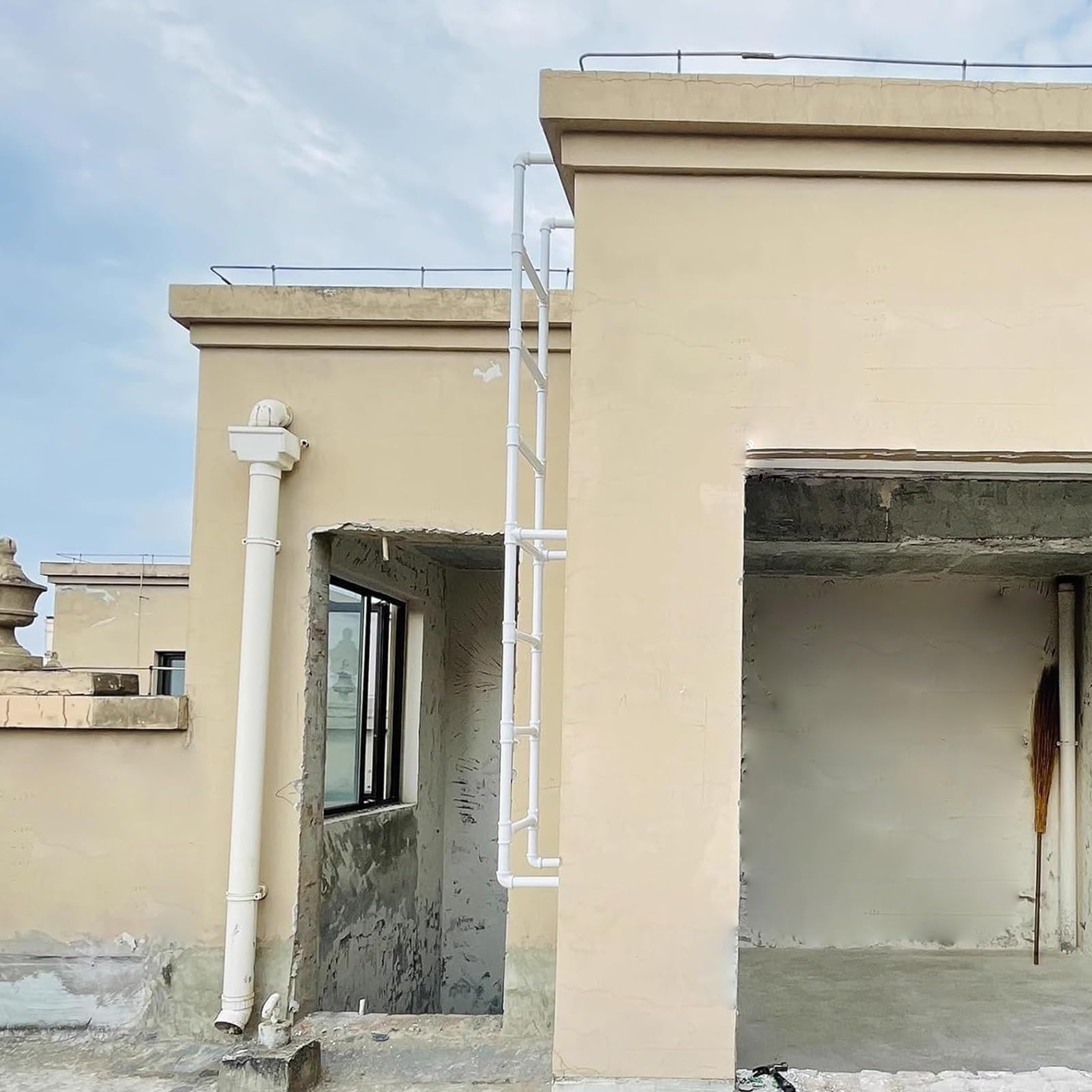 Escalera de Emergencia Resistente para Huecos de Ventanas, Escalera de Metal Blanca de 1,2 m, 1,5 m, 1,8 m, 2,1 m y 2,4 m, para emergencias en Caso de Incendio, montada en la Pared, para par