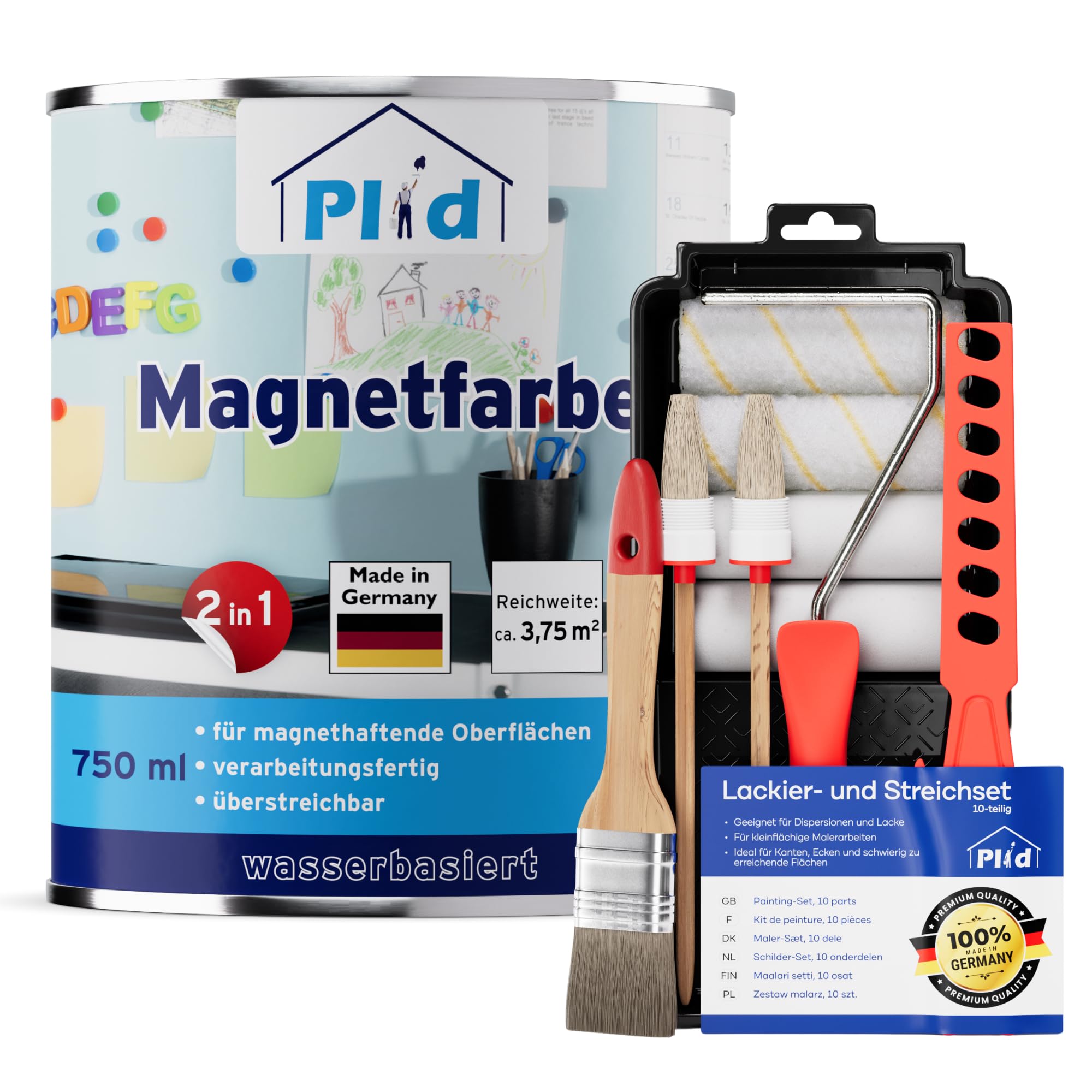 Plid Magnetfarbe Anthrazitgrau 0,75l - Set