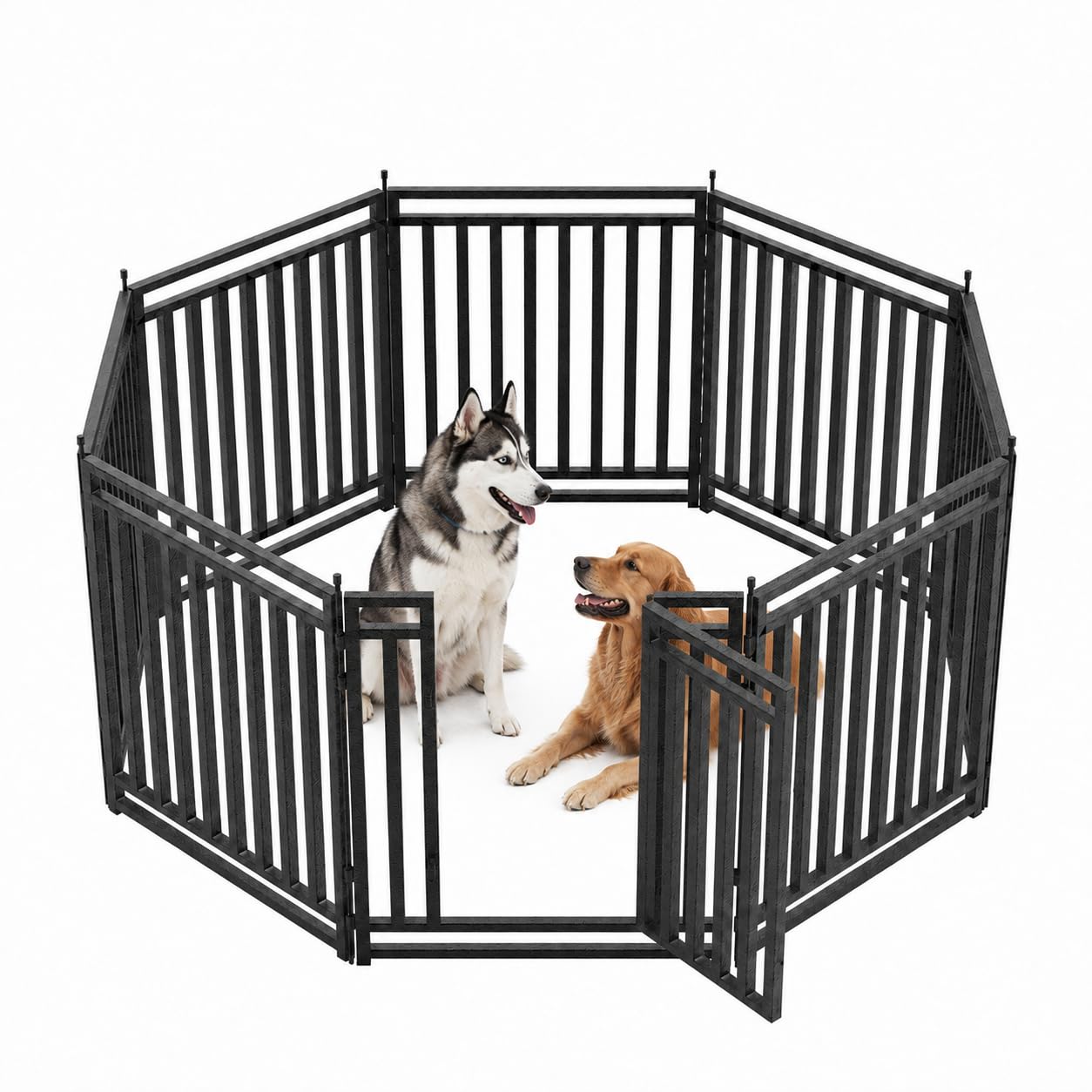 Petorldog Dog Playpen Dog Fence Outdoor for Yard 33" H with 8 Panels Sturdy Portable Puppy Playpen for Indoor Outdoor RV Camping Use - Black Silver