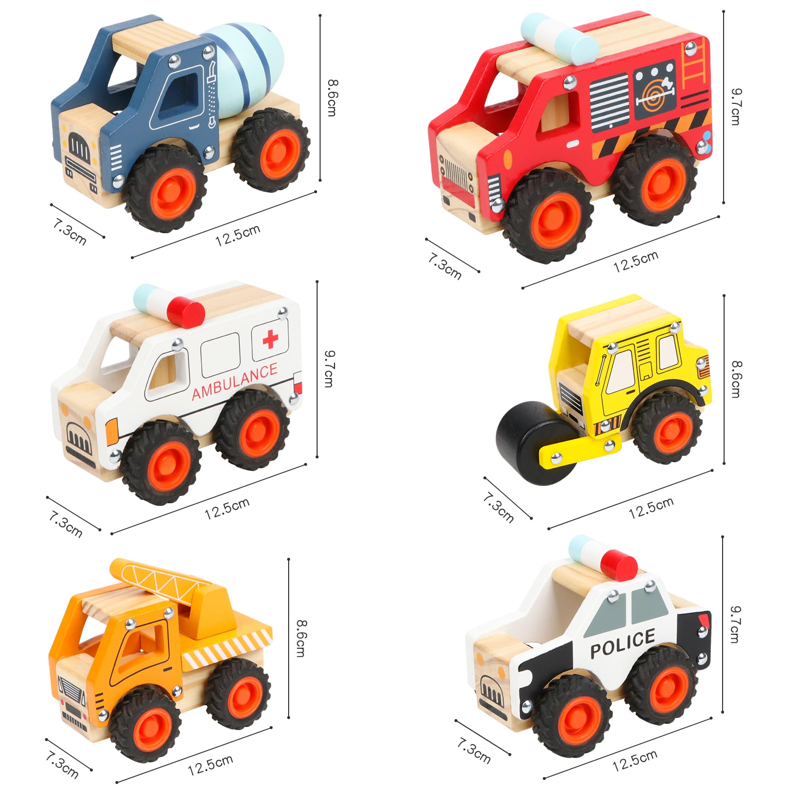 6 PZ Auto di Legno Giocattoli Educativi per Bambini