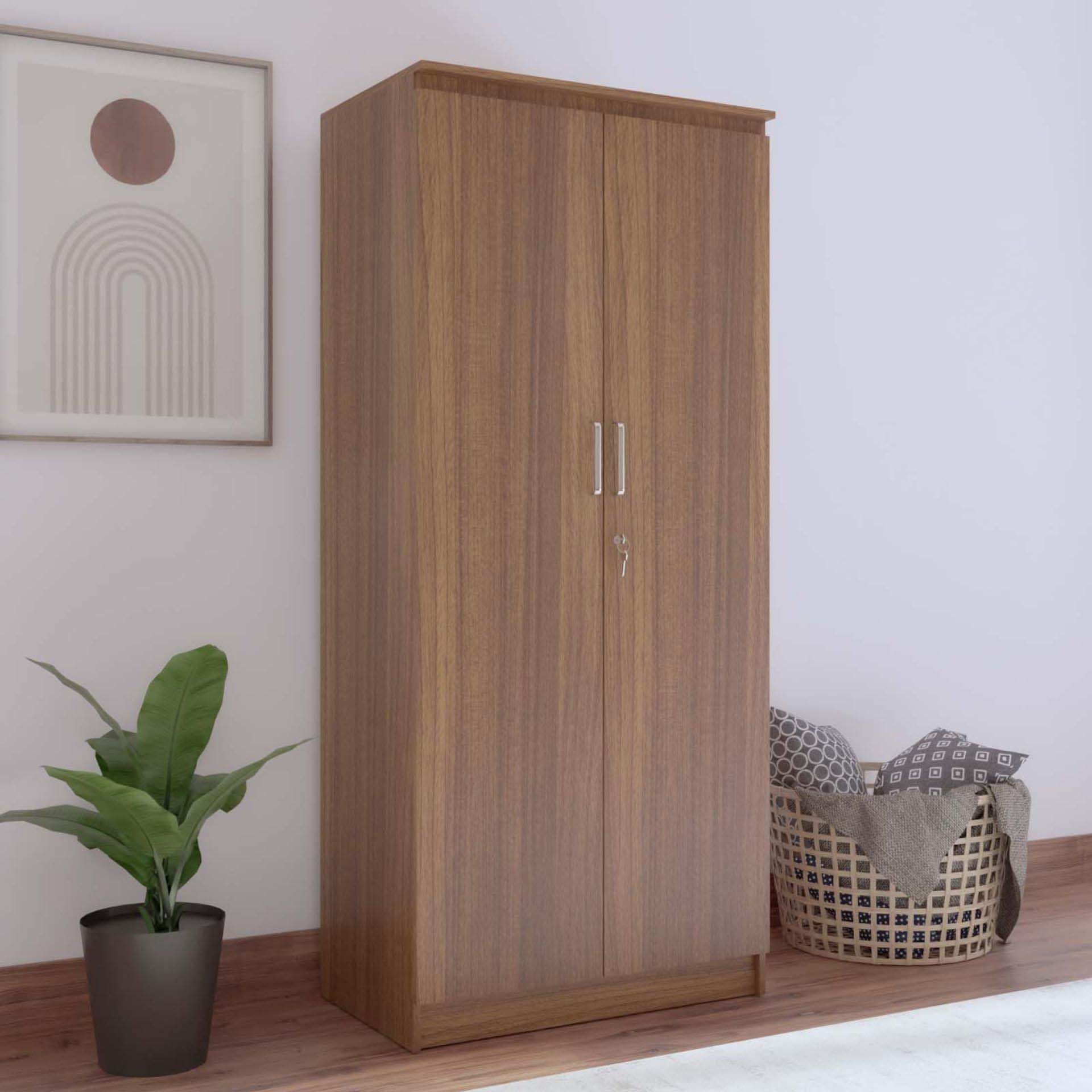NEUDOT Mono Engineering Wood 2 Door Wardrobe | Almirah for Clothes Wooden | Wardrobe Organizer for Clothes | Multipurpose Almirah for Storage Bedroom | 1 Year Warranty - Leon Teak Finish-image-28