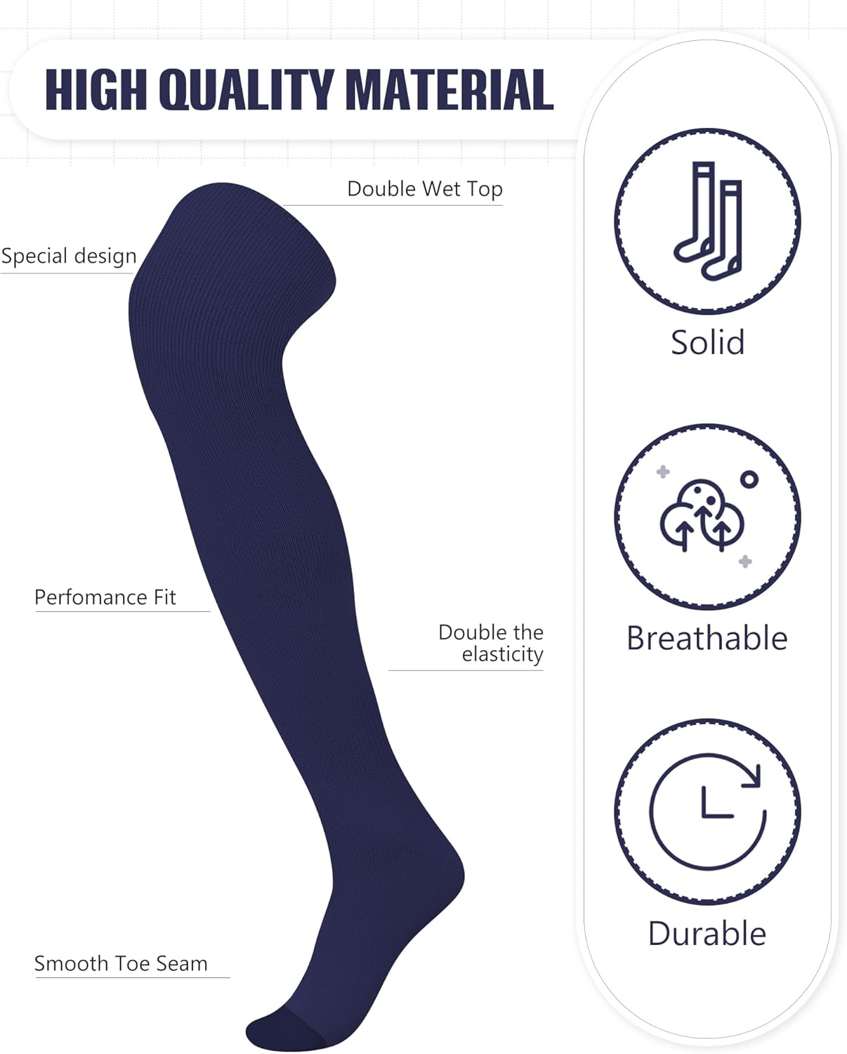 Panitay 2 Pairs Over The Knee Baseball Socks High Football Softball Socks Sport Extra Long for Boys Girls Youth Women Men - Image 4