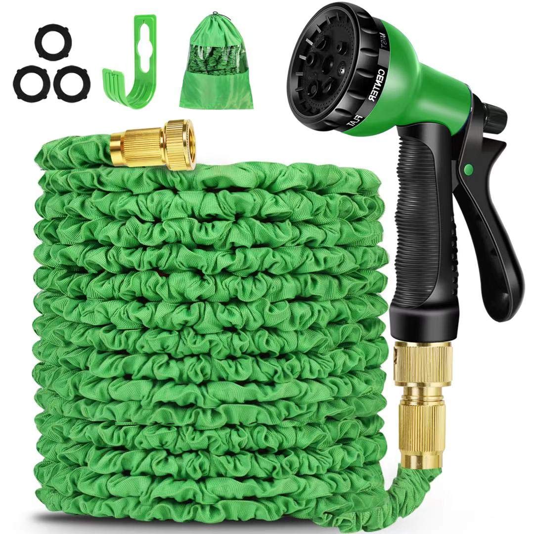 Expandable Garden Hose Pipe 100ft - Water Hose with 8 Function Nozzle and Flexible Hose Pipe with Solid Brass Fittings, Best Choice for Watering and Washing