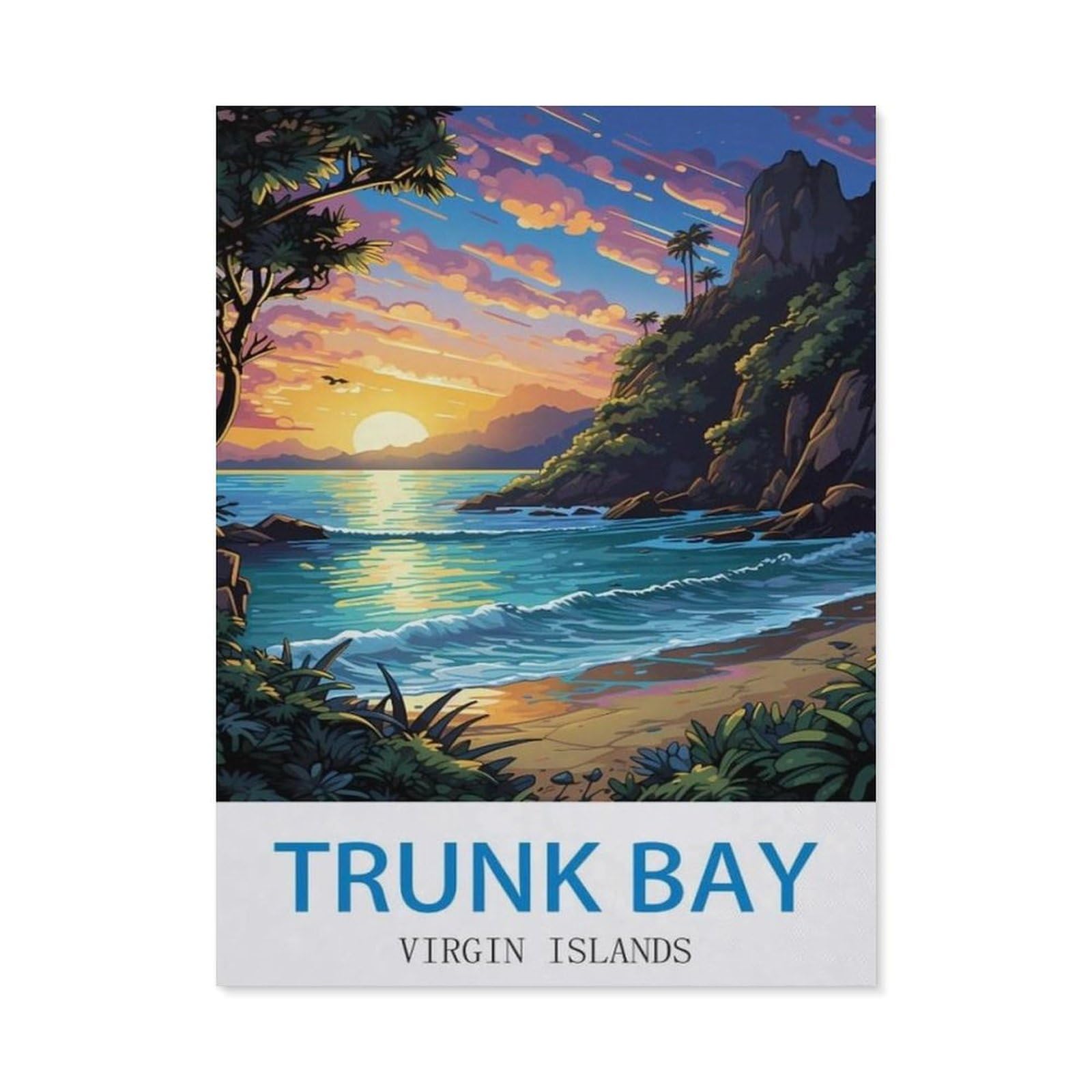 BEAYODKP Trunk Bay Virgin Islands，5D DIY Diamond Painting Full Round Drill Diamond Embroidery Cross Stitch Rhinestone Mosaic Paintings Art（40 x 50 cm/15.74 x 19.68 inches）-CN56