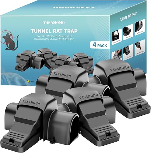 Trampa grande para ratas, trampas de túnel de entrada dual humanitarias para ratas, ratones y ardillas, trampa de mordida instantánea para roedores