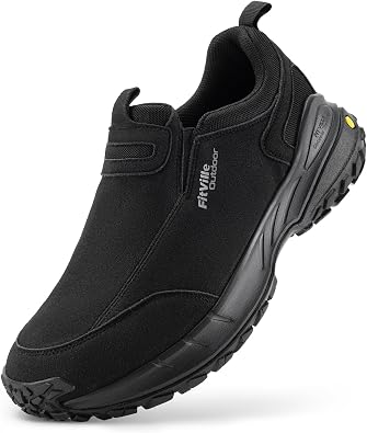 FitVille Hiking Shoes Men's Extra Wide Trekking Shoes Non-Slip Outdoor Shoes Breathable Walking Shoes Slip On Casual Shoes Wide Men's Trainers with Arch Support