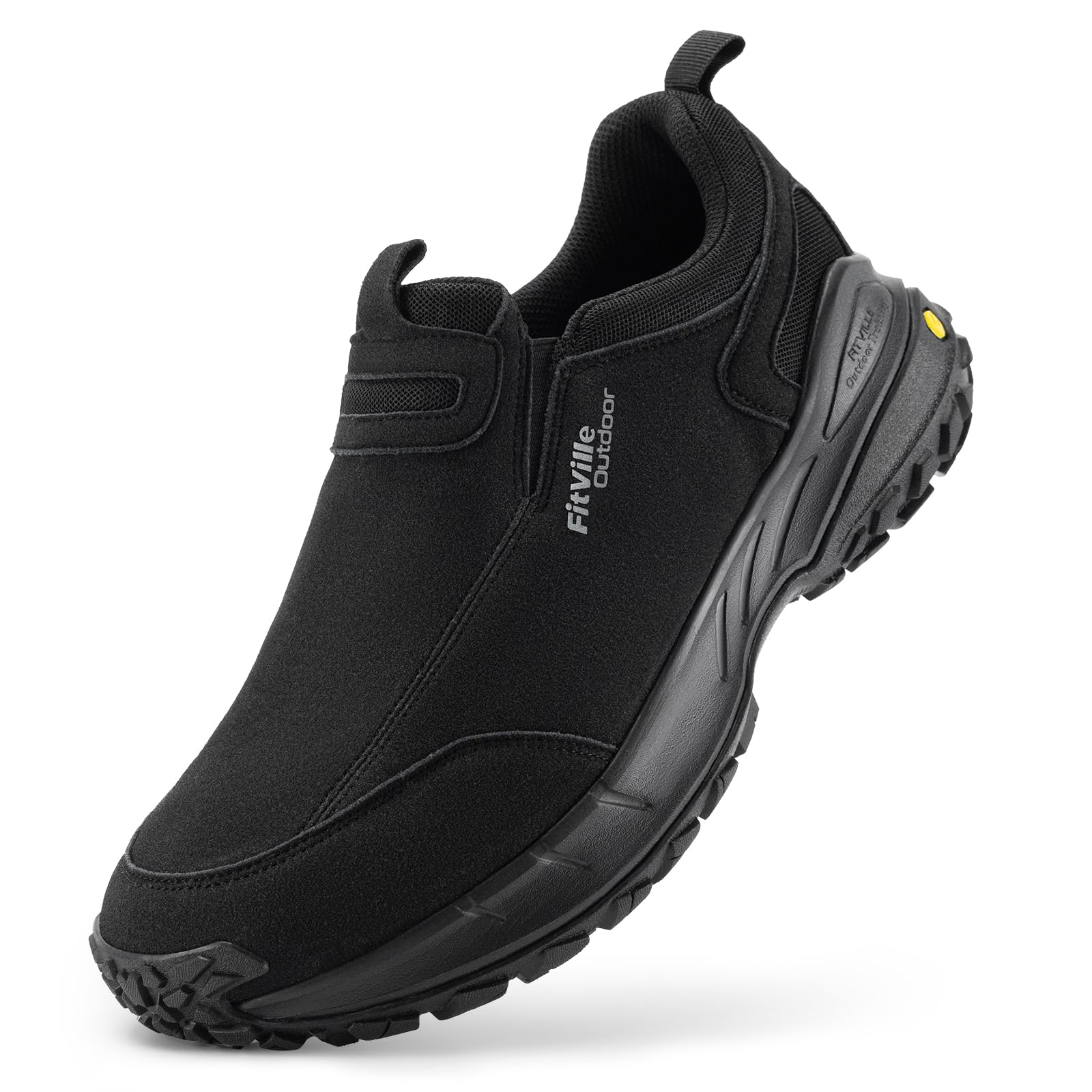 FitVille Wanderschuhe Herren Extra Breit Trekkingschuhe rutschfeste Outdoor Schuhe Atmungsaktiv Walkingschuhe Slip on Freizeitschuhe Weit Herren Sneaker mit Fußgewölbestütze