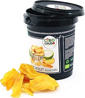 CiboCrudo Jackfruit Essiccato Biologico Crudo, Artocarpus Heterophyllus – 200gr – Raw Organic, Senza Zuccheri Aggiunti, Ricco di Sali Minerali e Vitamine, Etichette in Italiano