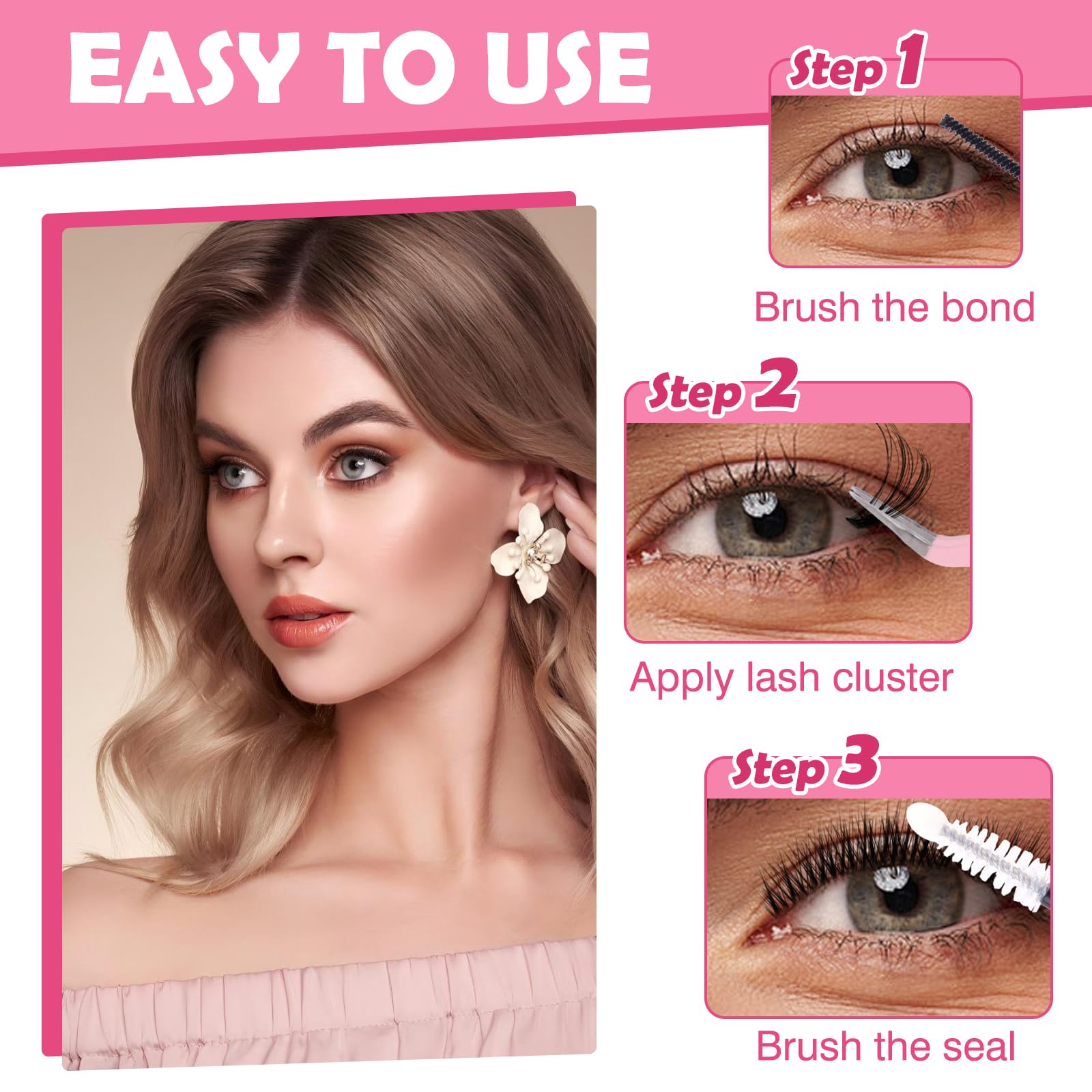 VEGCOO 570 Pezzi Ciglia Finte Ciuffetti, 30-40-50-60-80-100D Kit Extension Ciglia, Curl Ciglia Finte Ciuffetti 8-16mm, DIY Eyelash Extension Kit con Accessori