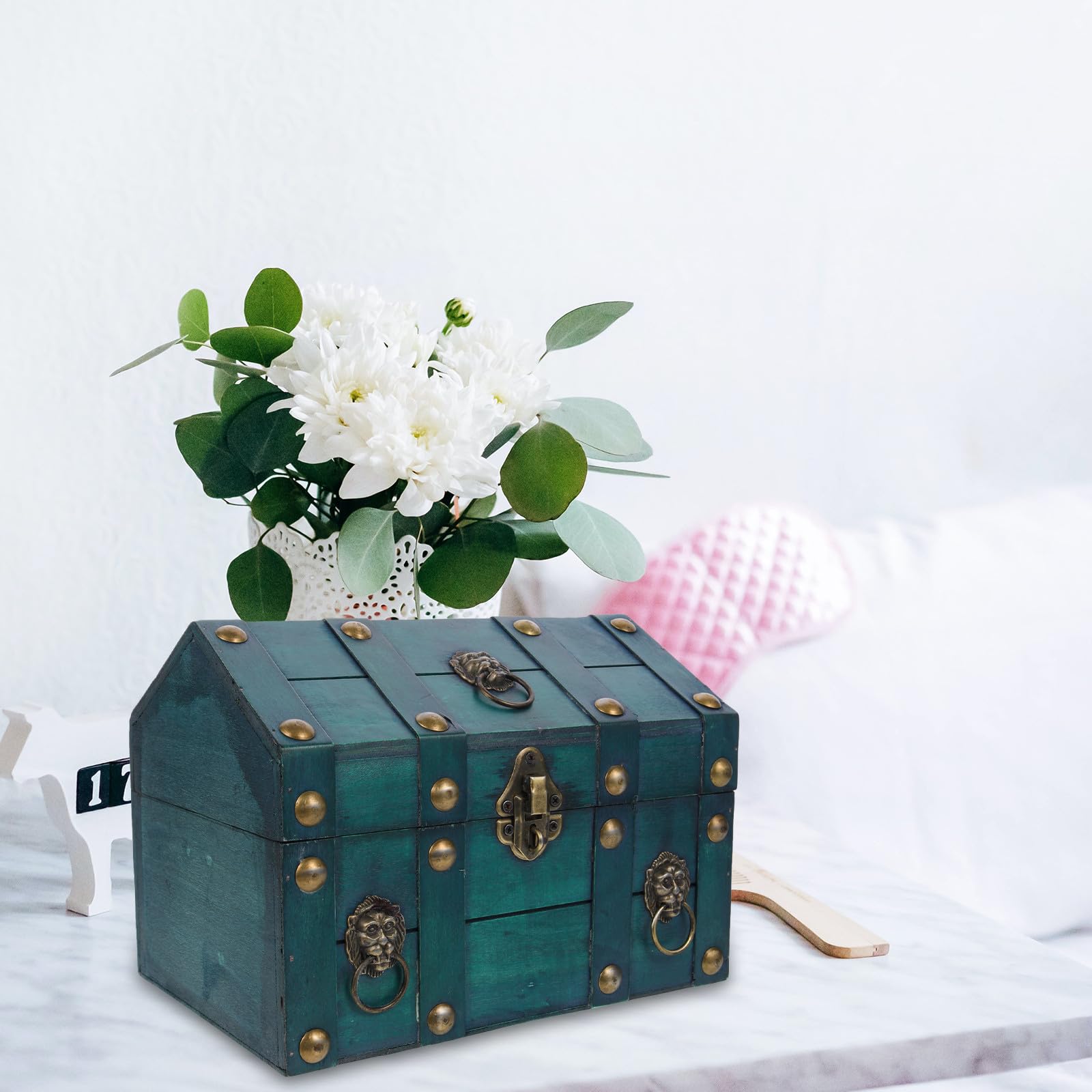 SHINEOFI Scatola Porta Gioielli Verde Stile Vintage in Legno