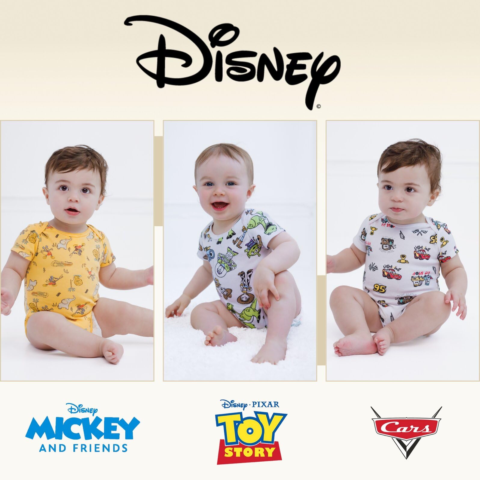 Disney Bambi, Rey León, Mickey Minnie Mouse, Winnie The Pooh, Princesa, Dumbo Baby Girls Paquete de 3 mamelucos recién nacidos a bebés