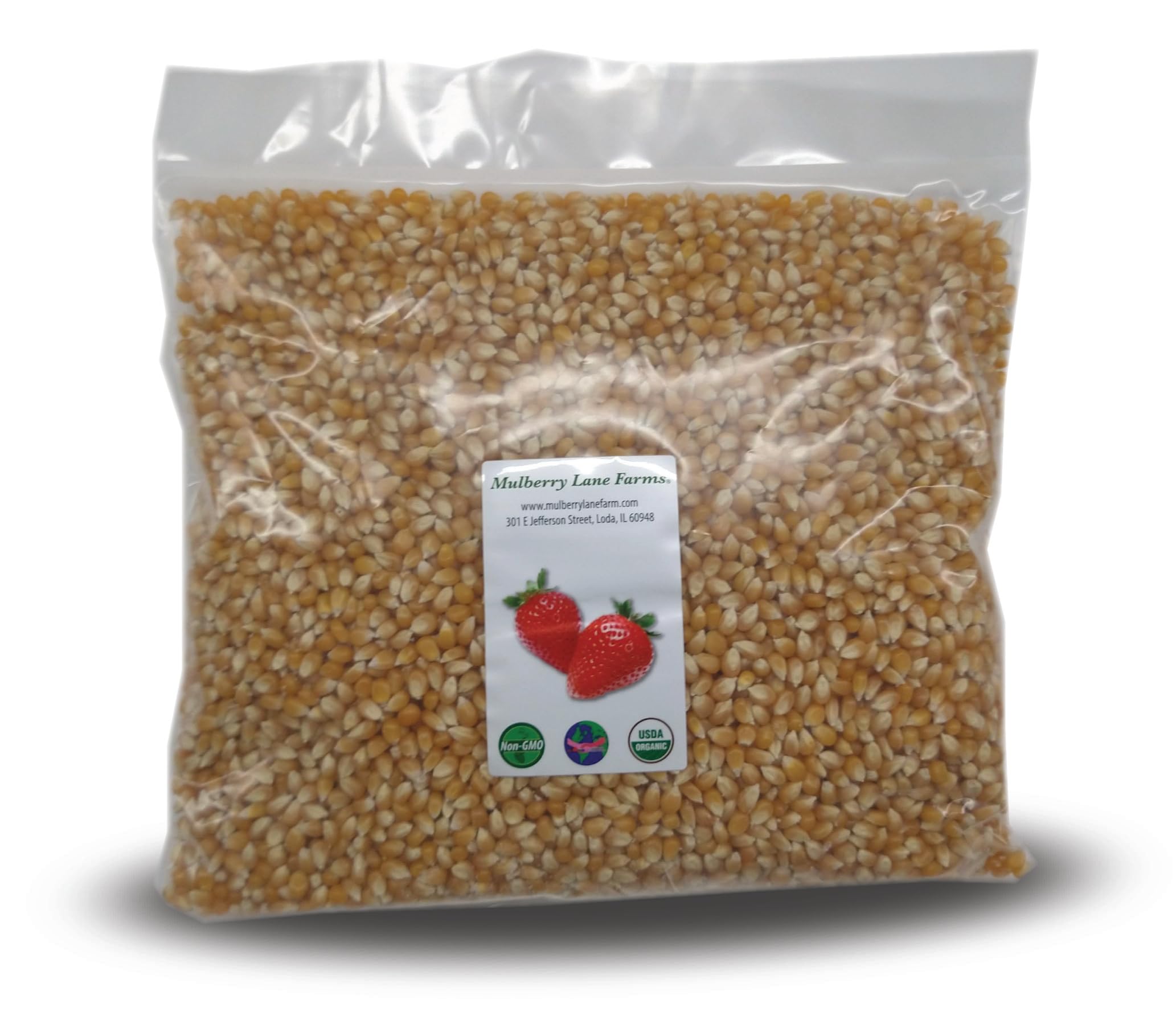 Yellow Popcorn Popping Corn, 5 Pounds Kernels, USDA Certified Organic, Non-GMO Bulk, Product of USA, Mulberry Lane Farms