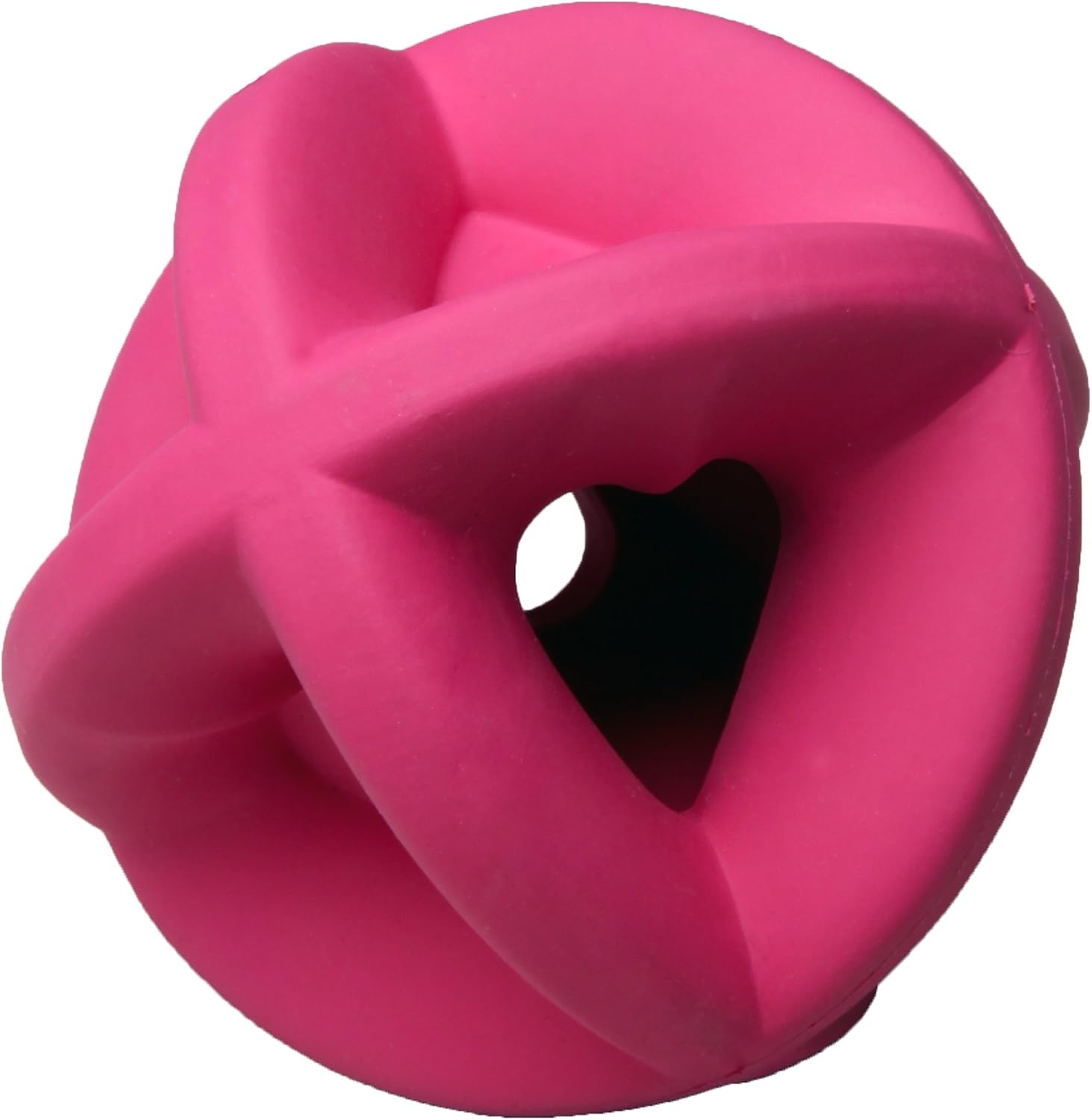 Snuggle Puppy Bounderz - Insert Treats to Bust Boredom - Durable 3.5" Large Pink Toy Ball That's Fun to Chase and Fetch
