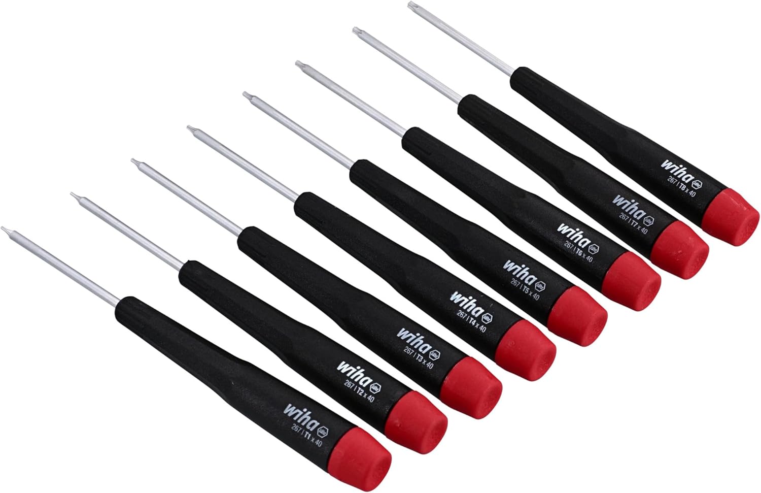 Wiha 26791 Precision Torx T1-T8 Set, 8-Piece,(Red, Black)