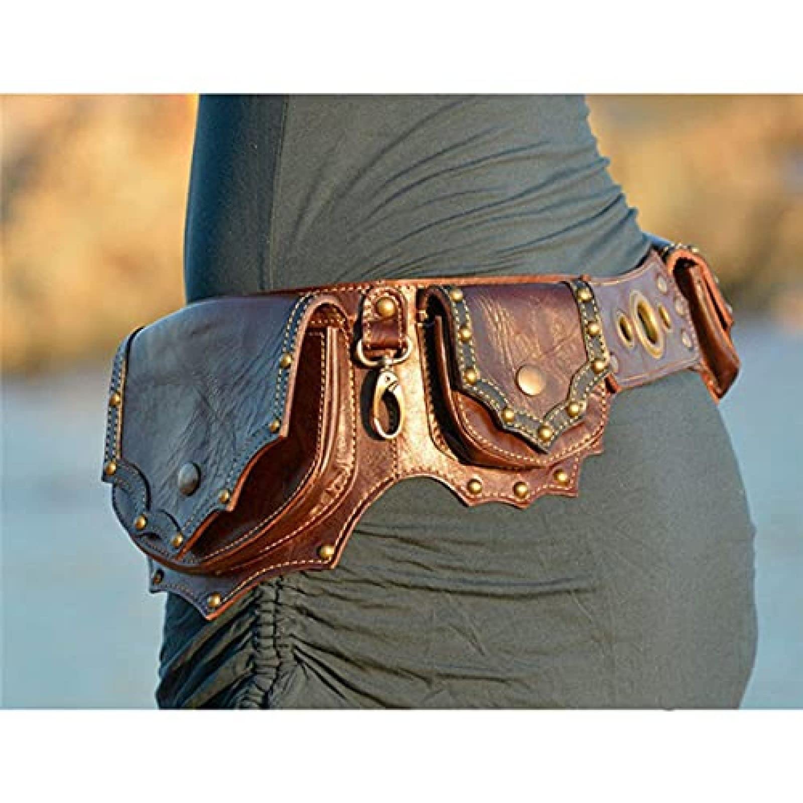 Mooke Mittelalterlicher Gürtelbeutel Aus PU-Leder – Wikinger & Steampunk Cosplay Tasche | Mit Metallkette