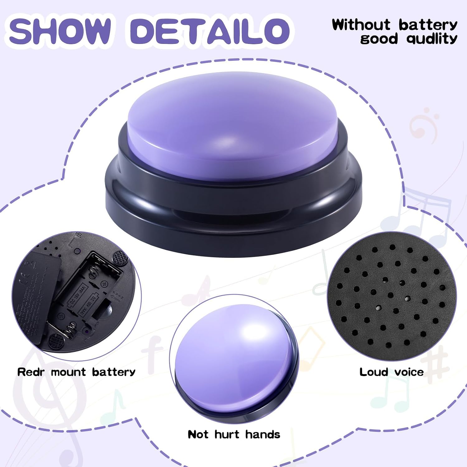 8 Pcs Voice Recording Button,Recordable Pet Training Buzzer Answer,Buzzers Button Game Show for Communication,Buzzers Funny Gift for Study Family Home and Office Using Trivia Nights