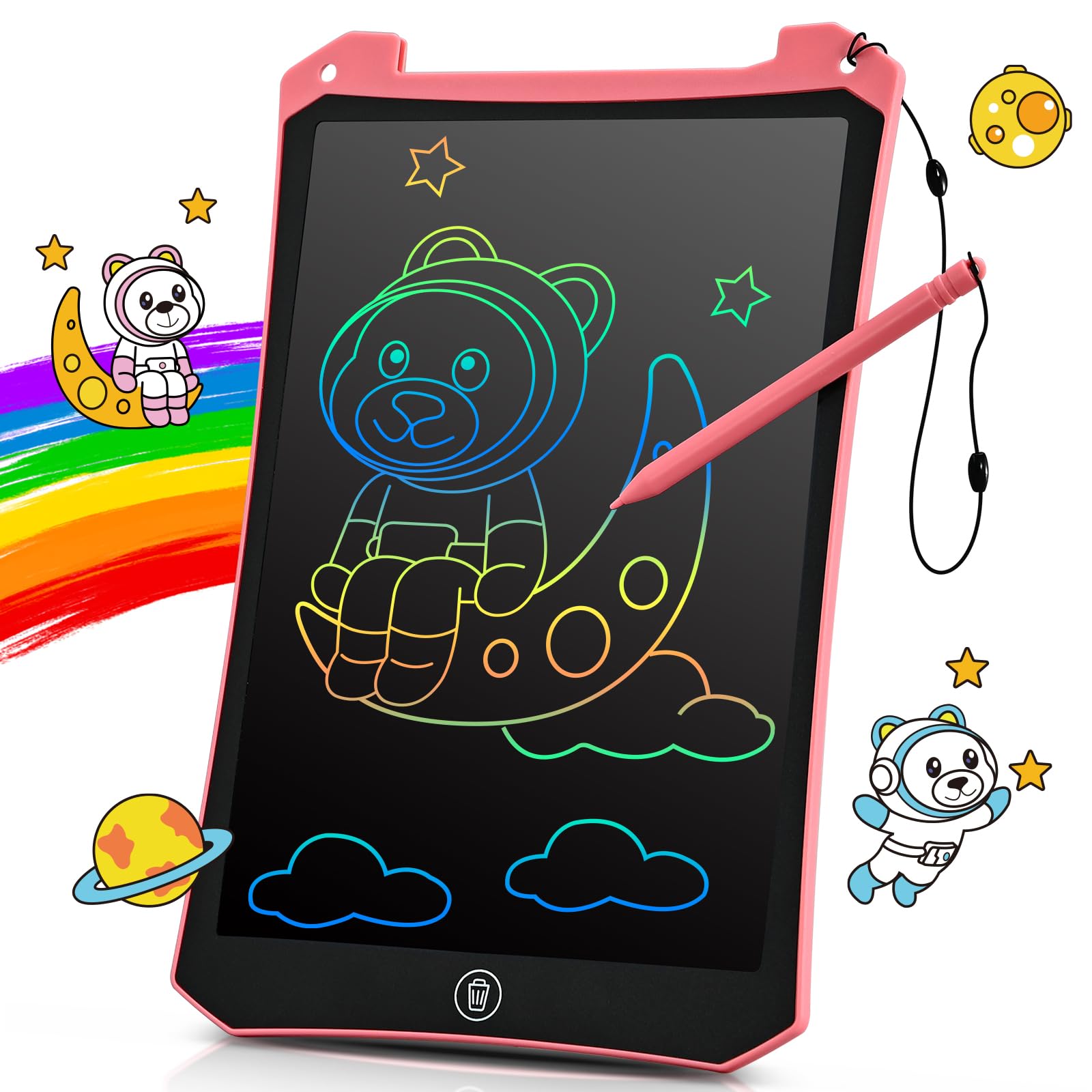 BlueSwan Tablette Dessin Enfant 10 Pouces, Jouet Enfant 2 3 4 5 6+ ans | Ardoise Magique avec Fonction de Verrouillage, Cadeaux pour Garçons Filles, Jouet Activités de Voyage pour Tout-petits, Rose
