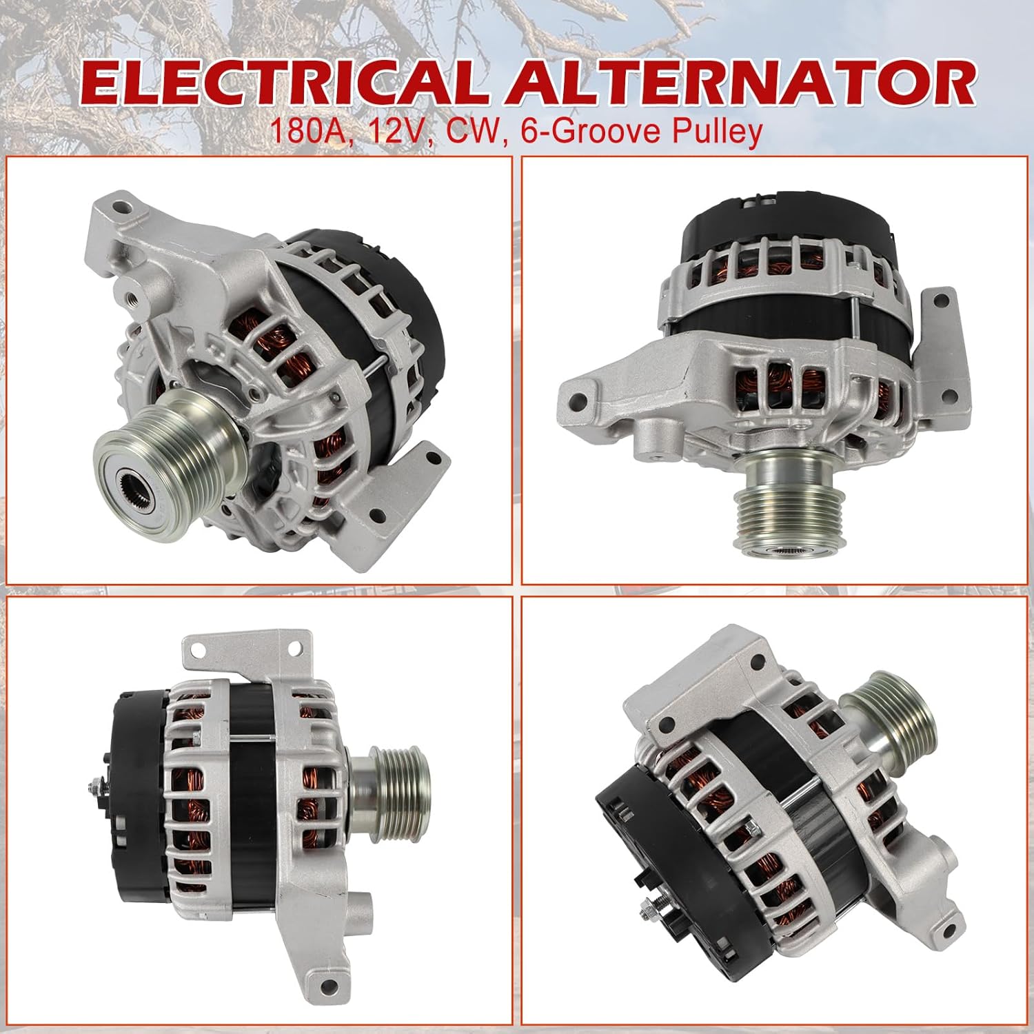 New 11722N Alternators 12V 180A CW 6 Grooves Pulley 0125811006 Car Alternator for 2015 Discovery Sport 2013-2015 LR2 2012-2018 Range Rover Evoque L4 2.0L