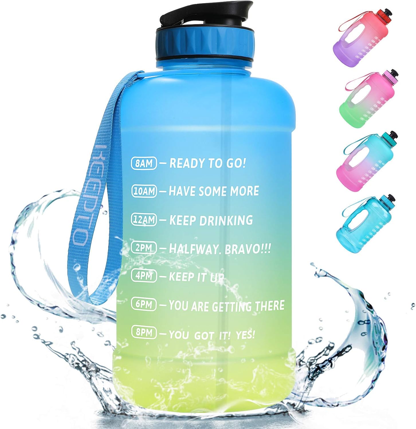 KEEPTO 2.2 Litre Gym Sports Motivational Water Bottle with Straw Time
