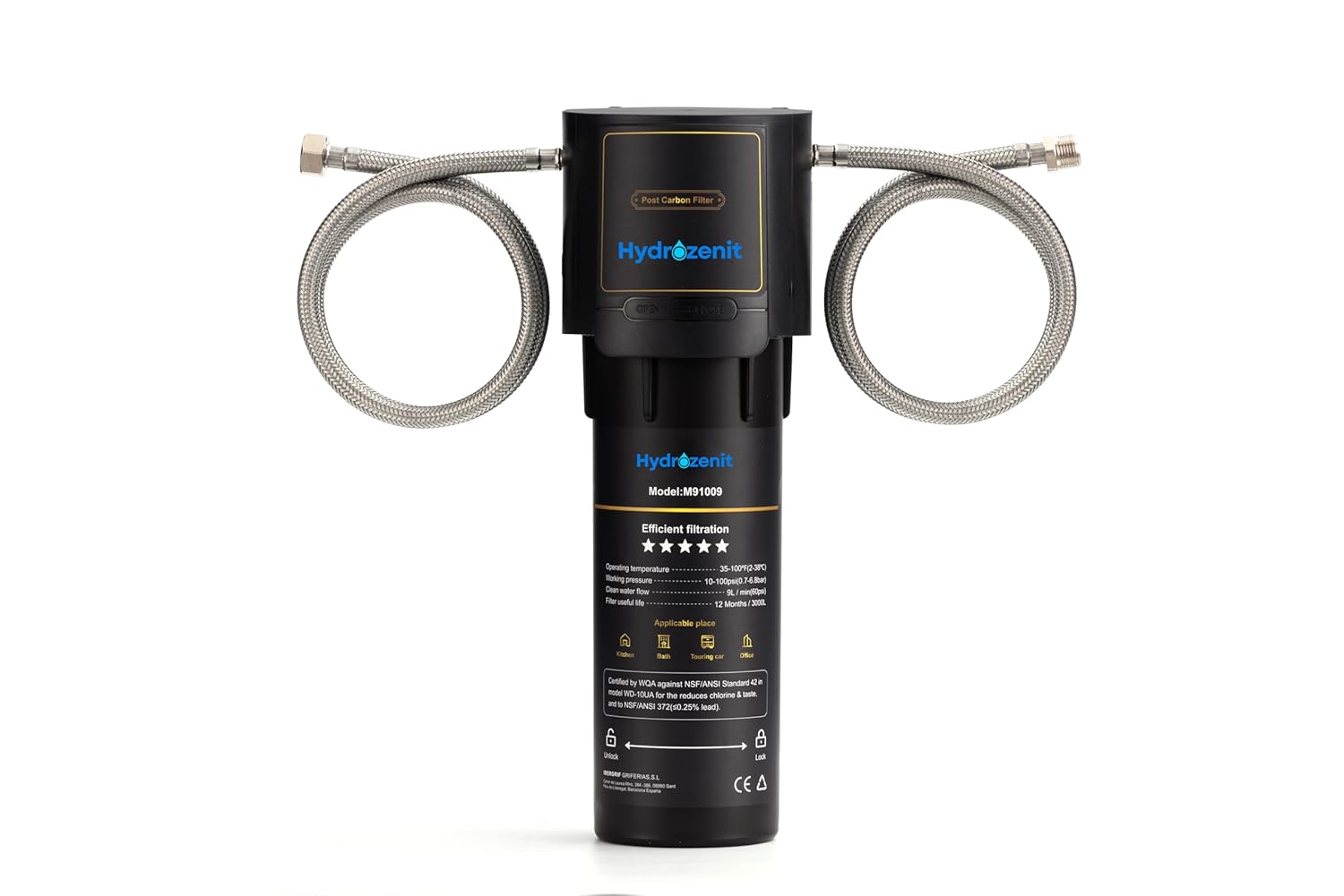 HYDROZENIT - Zenit Filtro Under Sink Water Filter System | 0.5 Micron Filtration | 2.5 GPM High Flow | NSF/ANSI 42 Certified | 20,000 Gallons Capacity | Quick 3-Min Install | Fits 1/2” Faucets