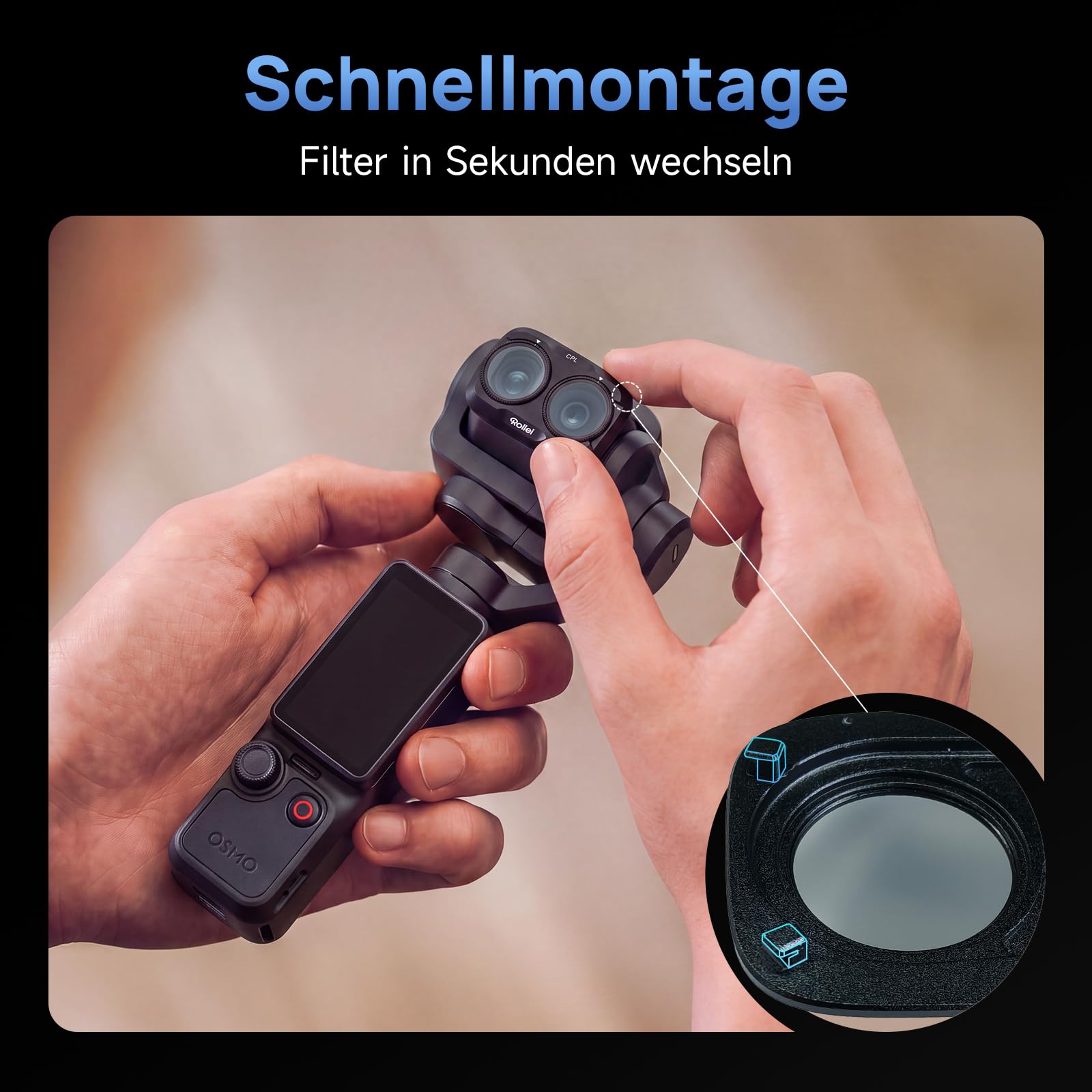 Rollei 4er ND Filter Set kompatibel mit DJI Osmo Pocket 4P ND 16/64/256+CPL