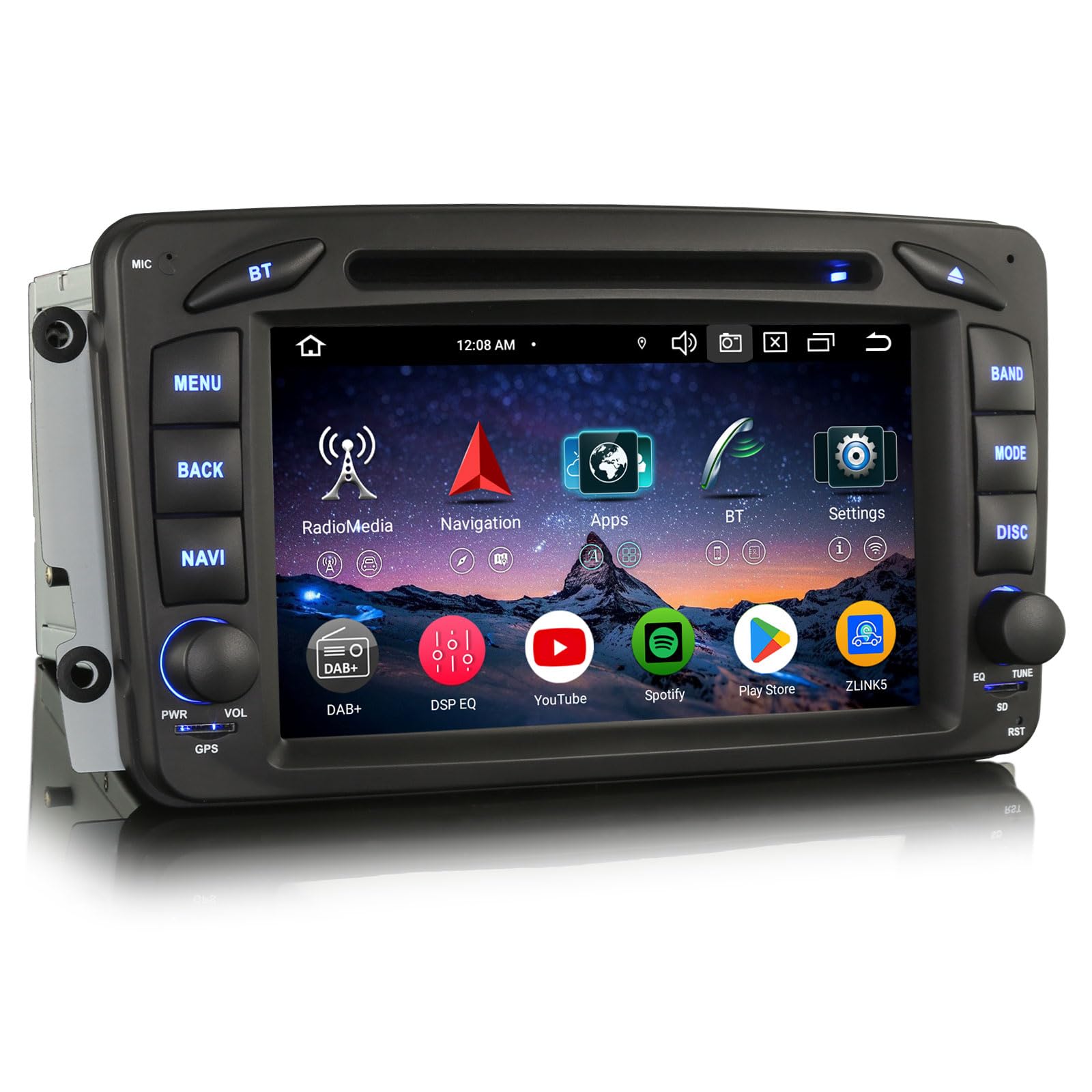 Erisin 7 Pollici 8-Core 4GB+64GB Android 14 Autoradio Bluetooth GPS Navigatore per Mercedes Classe A/C/G/CLK W209 W203 Viano Vito W463 CarPlay Android Auto WiFi DSP DAB+ USB FM RDS CD DVD OBD2 Canbus