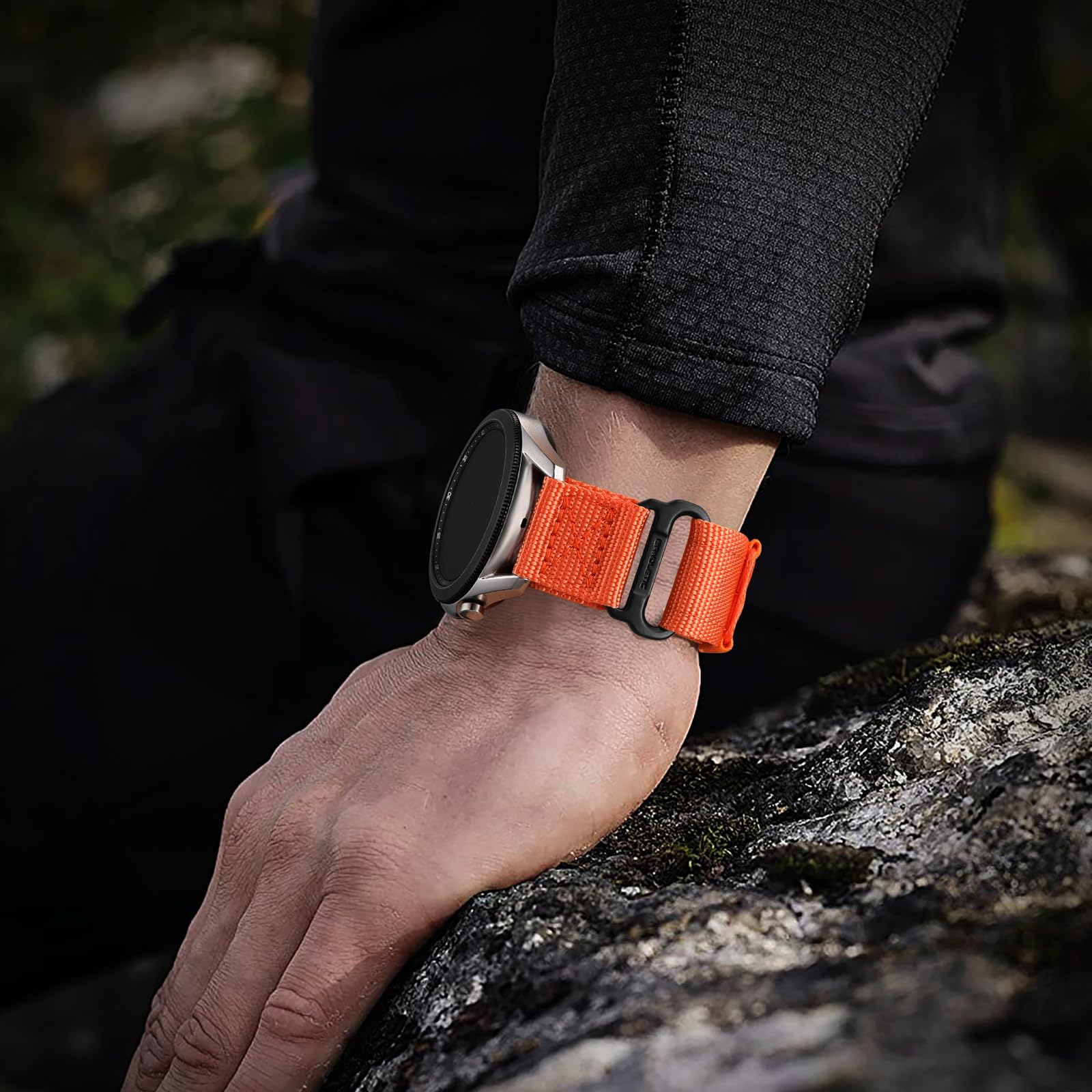 Bandletic 22mm Correa Compatible con Samsung Galaxy Watch 3 45mm - Galaxy Watch 46mm/Gear S3 Frontier/Classic, Nylon Deportiva Correa para Huawei GT4 46mm/GT3/GT2 46mm para Mujeres Hombres, S/Naranja